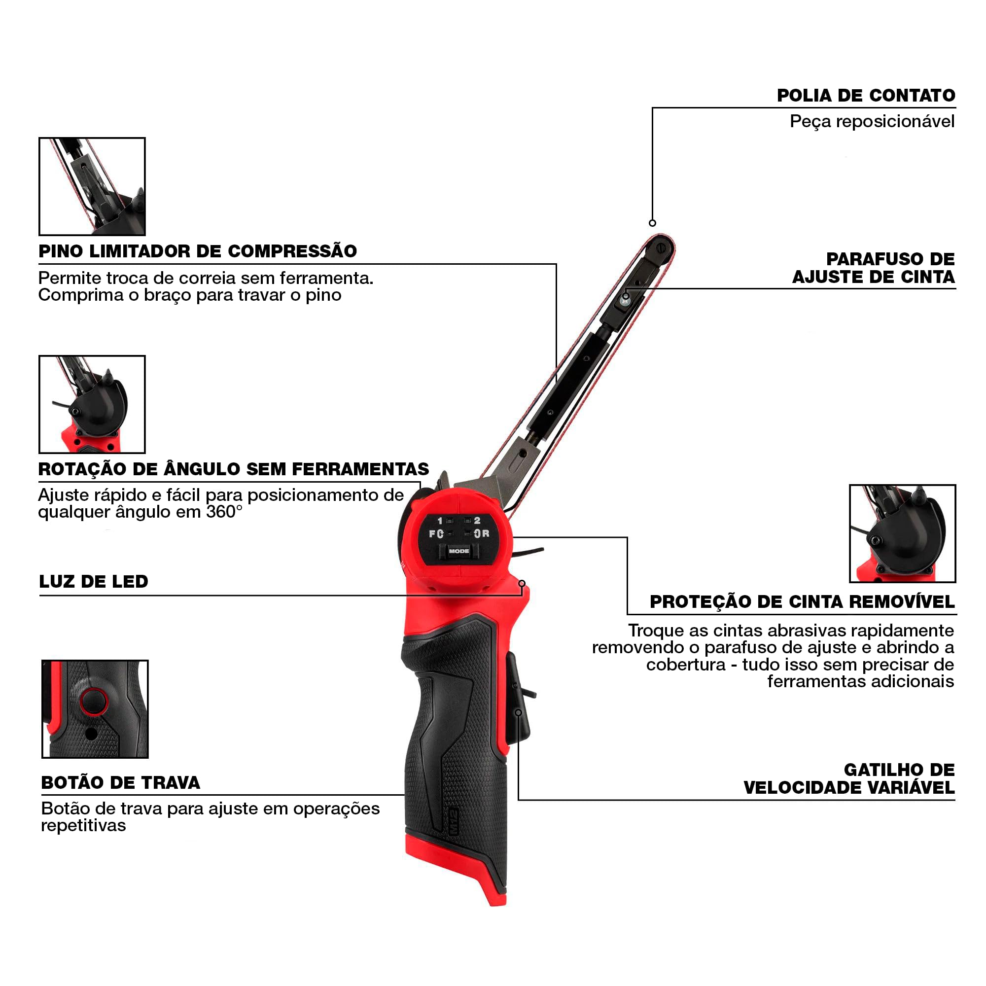 Milwaukee 2482-20 12V Fuel Belt Sander - 1/2