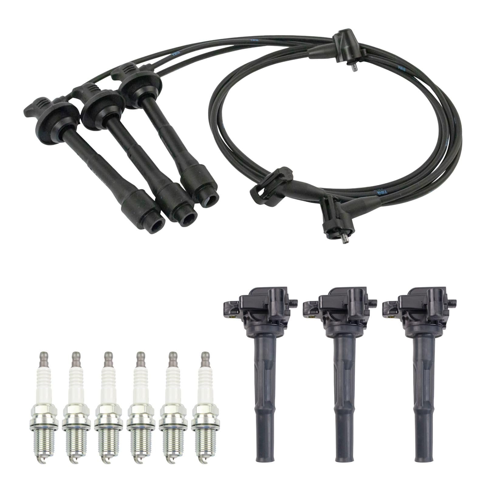High-Performance Ignition Coil & Spark Plug Wire Set for 1996-2002 Toyota 4Runner, 1995-1998 T100, 1995-2004 Tacoma, 2000-2004 Tundra - Improve Engine Performance & Fuel Efficiency - Perfect for Off-Roading & Daily Commuting