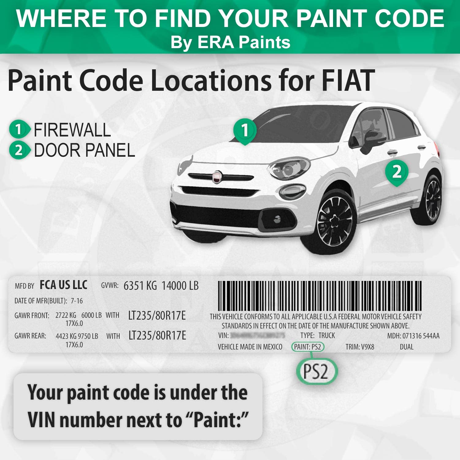 ERA Paints 952/KBH/PBH Light Blue Exact Match Touch Up Paint Spray for FIAT Vehicles - Professional Automotive Repair Kit | Perfect for Scratches, Chips & Minor Damage Restoration
