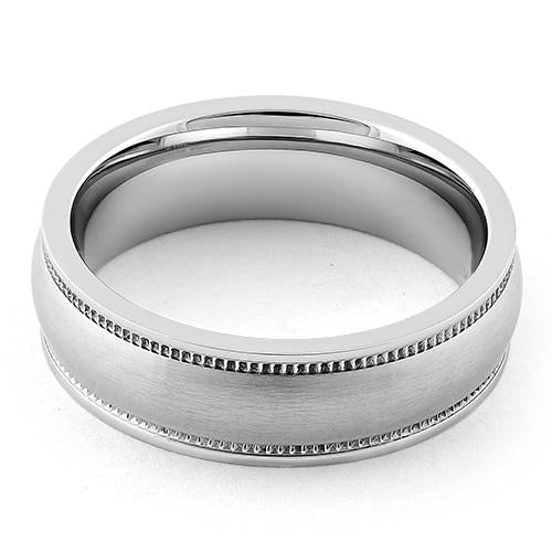Stainless Steel Coin Edge Satin Finish Band Ring for Men & Women - Minimalist Wedding, Engagement, or Everyday Jewelry