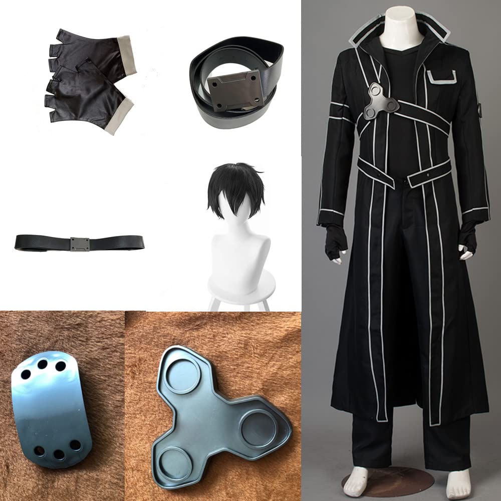 SAO Kirito Cosplay Costume for Men - Black Sword Art Online Outfit with US Size | Perfect for Anime Conventions, Halloween, and Cosplay Events