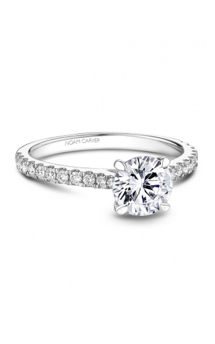 Noam Carver B525 01A Bridal Engagement Ring - 14K White Gold Diamond Wedding Band for Women, Perfect for Proposals, Anniversaries & Romantic Occasions