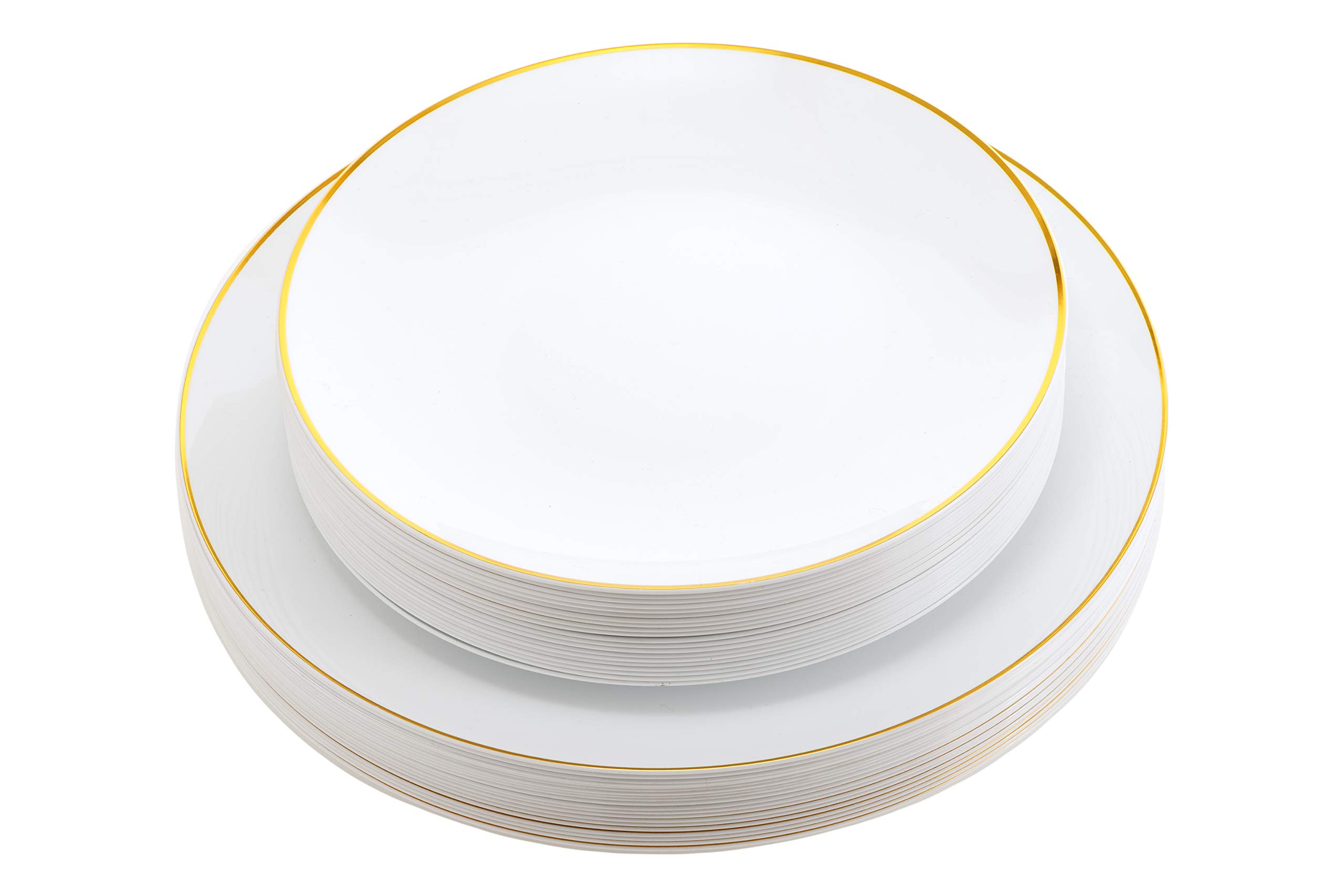 Premium 120-Piece White & Gold Elegant Disposable Dinnerware Set - Plates, Forks, Knives, Spoons & Teaspoons for Wedding, Party, Catering (Serves 20) | Perfect for Formal Events, Bridal Showers & Upscale Gatherings