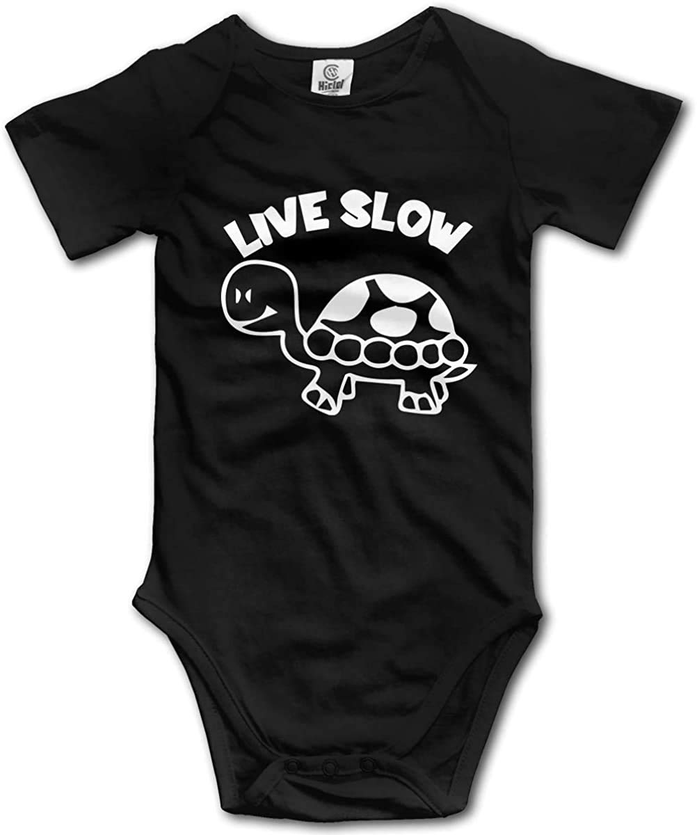 Live Slow Like A Turtle Baby Bodysuit - Soft Newborn Summer Romper Outfit - Cute Shower Gift in Black - Perfect for Playdates, Photo Shoots & Everyday Comfort