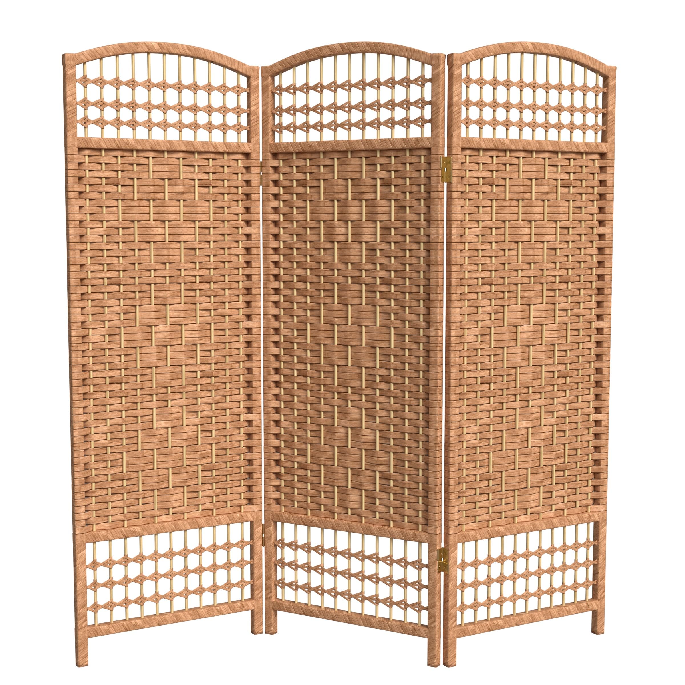 4 ft. Natural Short Fiber Weave Folding Room Divider - 3-Panel Privacy Screen for Home, Office & Outdoor Use - Perfect for Creating Separate Spaces in Living Rooms, Bedrooms or Patios