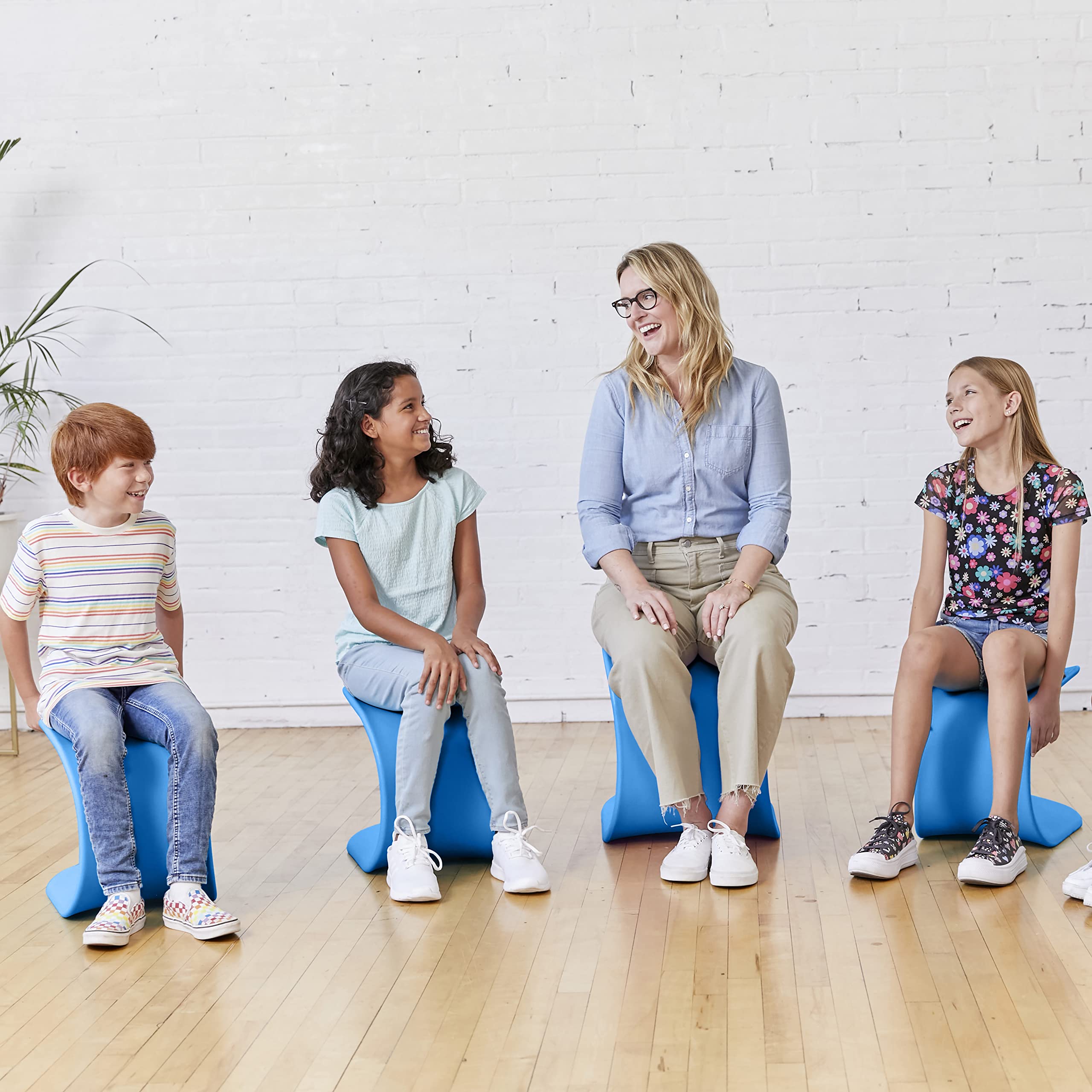 ECR4Kids Wave Seat - 14in to 15.1in Adjustable Height Wobble Stool, Blue (2-Pack) - Perfect for Classroom, Office & Home Use