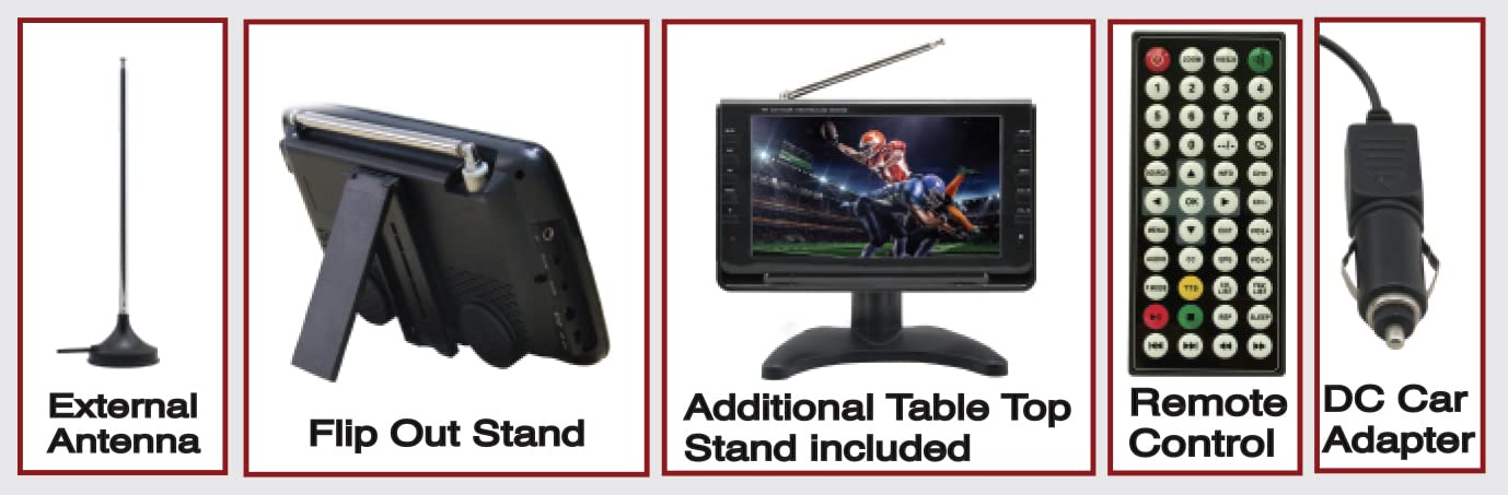 Naxa Electronics NT-90A 9-inch Portable TV with Digital Multimedia Player - Black | Compact Travel TV for Camping, Road Trips & Dorm Rooms
