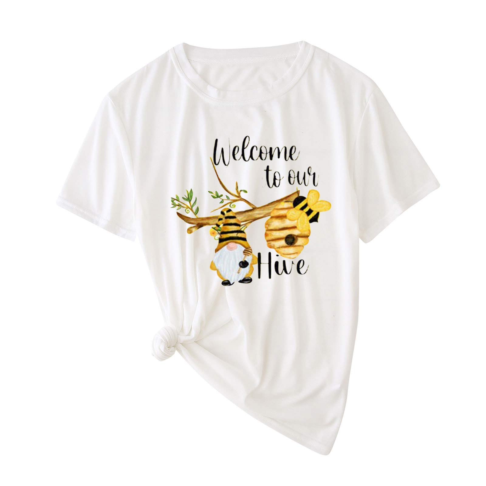 Women's Bee Day Printed Short Sleeve T-Shirt - Summer Casual O-Neck Top for Women - Perfect for Outdoor Activities, Beach Trips and Everyday Wear