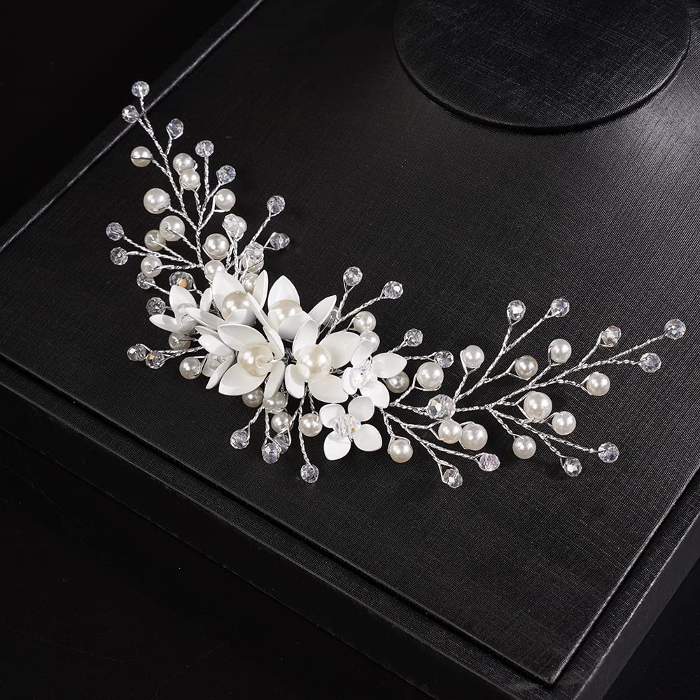 JWICOS Bridal Pearl Headband - Elegant Wedding Hair Vine with Flowers for Women and Girls | Perfect for Brides, Bridesmaids, and Special Occasions