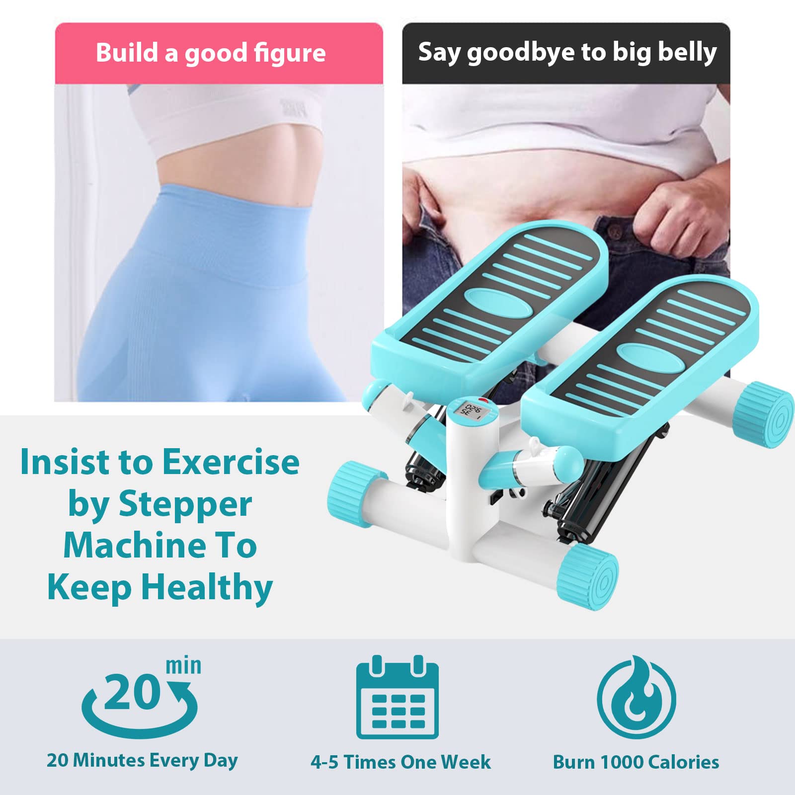 Best Stepper Machine for Home & Office Workout - Portable Exercise Steppers for Cardio Training, Leg & Core Strengthening - Perfect for Small Spaces & Desk Fitness