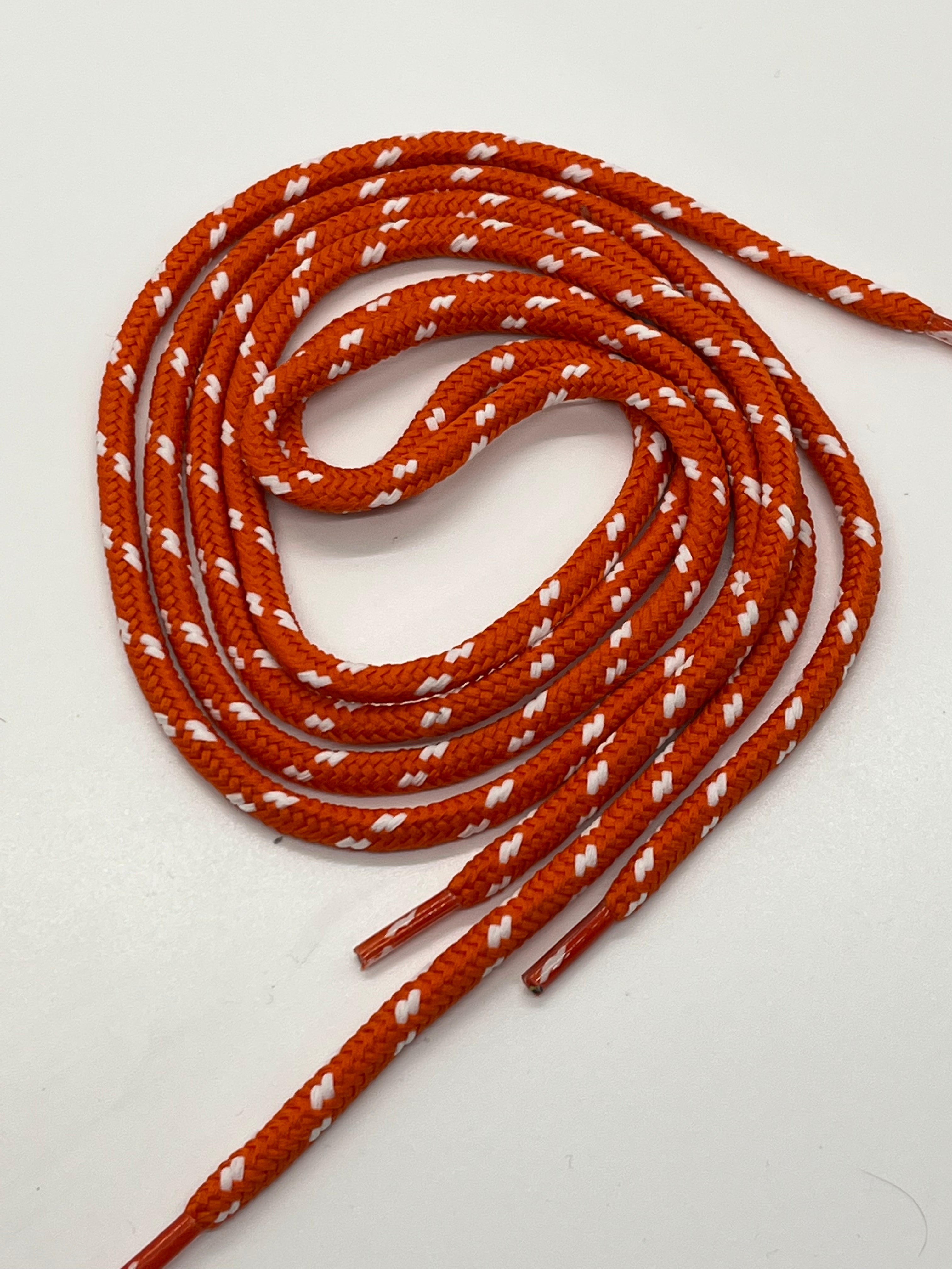 Round Classic Shoelaces - Orange with White Accents | Durable Cotton Laces for Sneakers, Boots & Casual Shoes | Perfect for Sports, Work & Everyday Wear