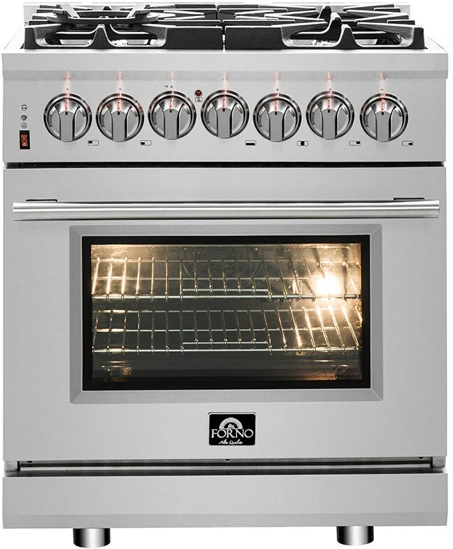 Forno 30-Inch Dual Fuel Range with Gas Cooktop & Electric Oven - Model FFSGS6125 | Professional Stainless Steel Kitchen Appliance for Home Chefs & Cooking Enthusiasts | Perfect for Baking, Roasting & Gourmet Meal Preparation