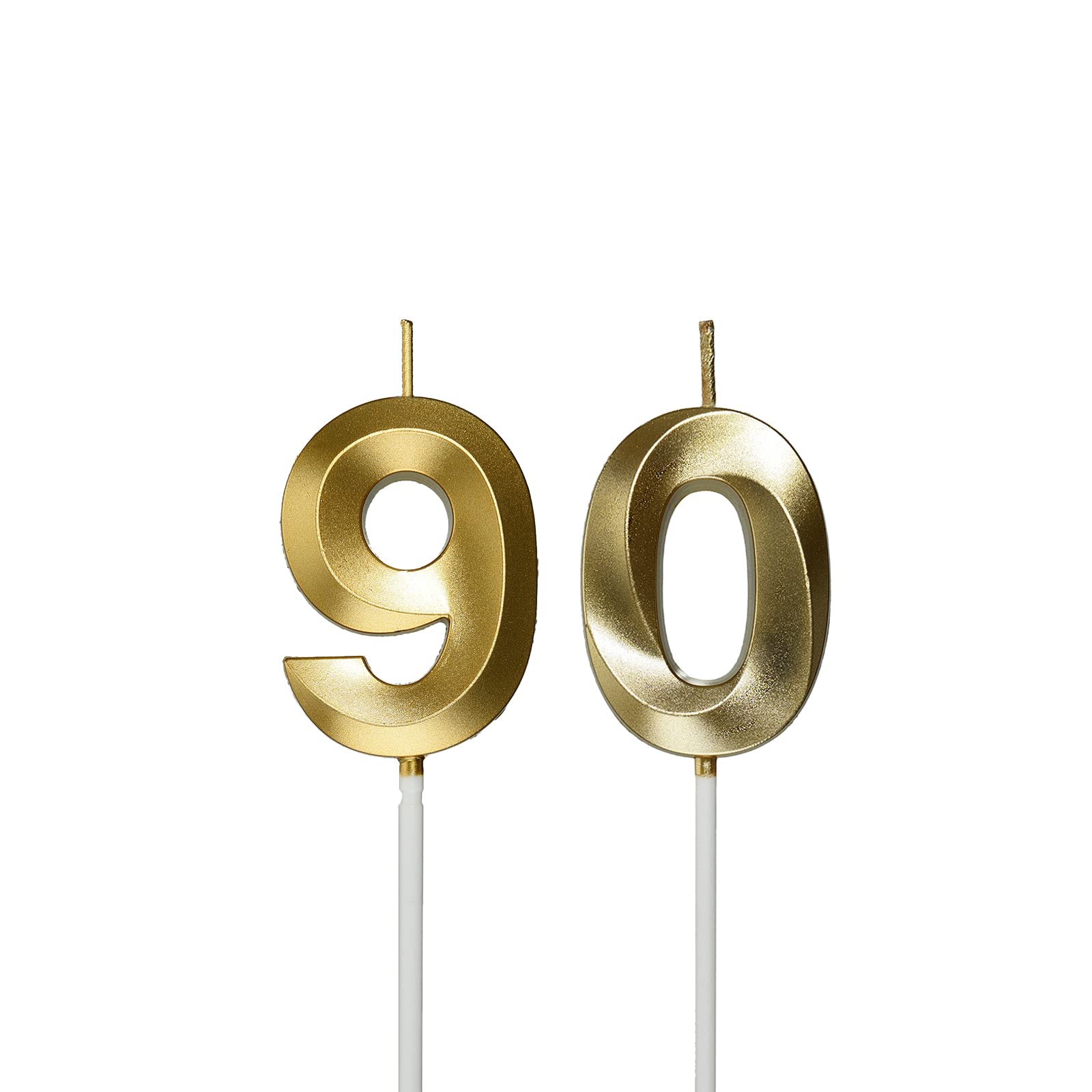 90th Birthday Candles - Gold Number 90 Cake Topper for Birthday Party Decorations | Perfect for Milestone Celebrations, Retirement Parties & Anniversary Cakes