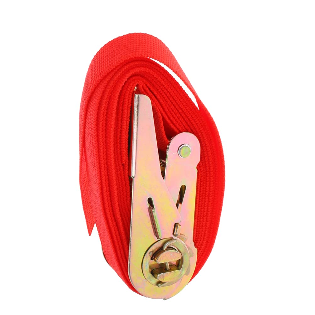 2.5M x 25mm Ratchet Tie Down Straps - Heavy Duty Polypropylene Lashing Straps for Moving, Cargo, Camping & Outdoor Use (2 Pack, Red) - Secure Luggage, Furniture & Equipment During Transport