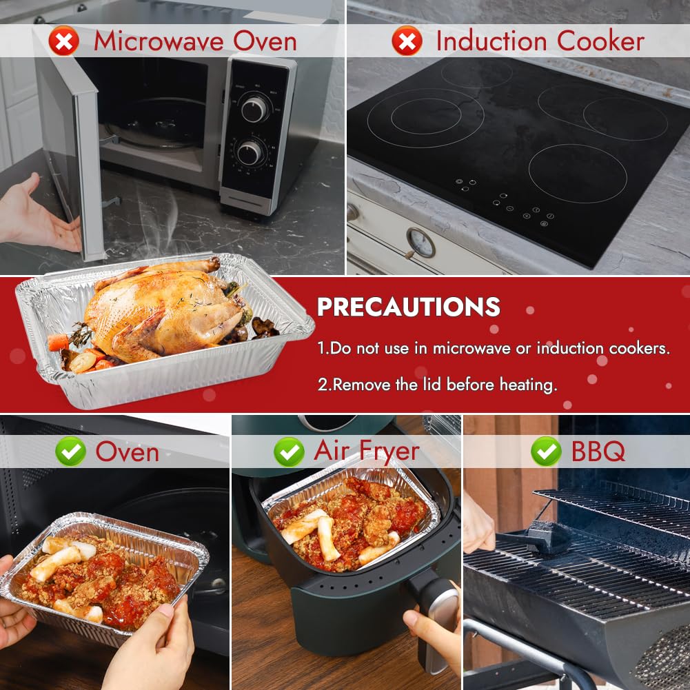 BYKITCHEN 30-Pack Christmas Aluminum Baking Pans with Lids - 8.4x6.1 Inch Rectangular Disposable Foil Cookie, Candy & Treat Containers for Holiday Food Storage, Gift Giving & Party Favors - Perfect for Christmas Baking, Cookie Exchanges & Holiday Treat Packaging
