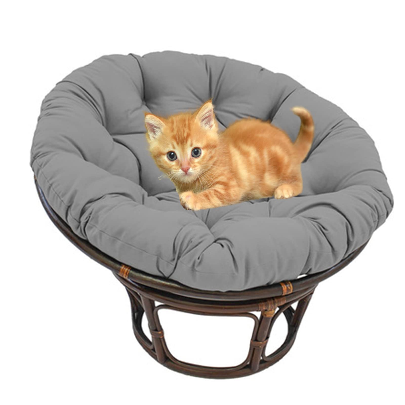 Premium Solid Papasan Patio Chair Cushion - Thick Overstuffed Outdoor Egg Seat Cushion for Hammock Swings - 65 Inch (165cm) Gray - Perfect for Indoor & Outdoor Relaxation in Gardens, Porches, and Balconies