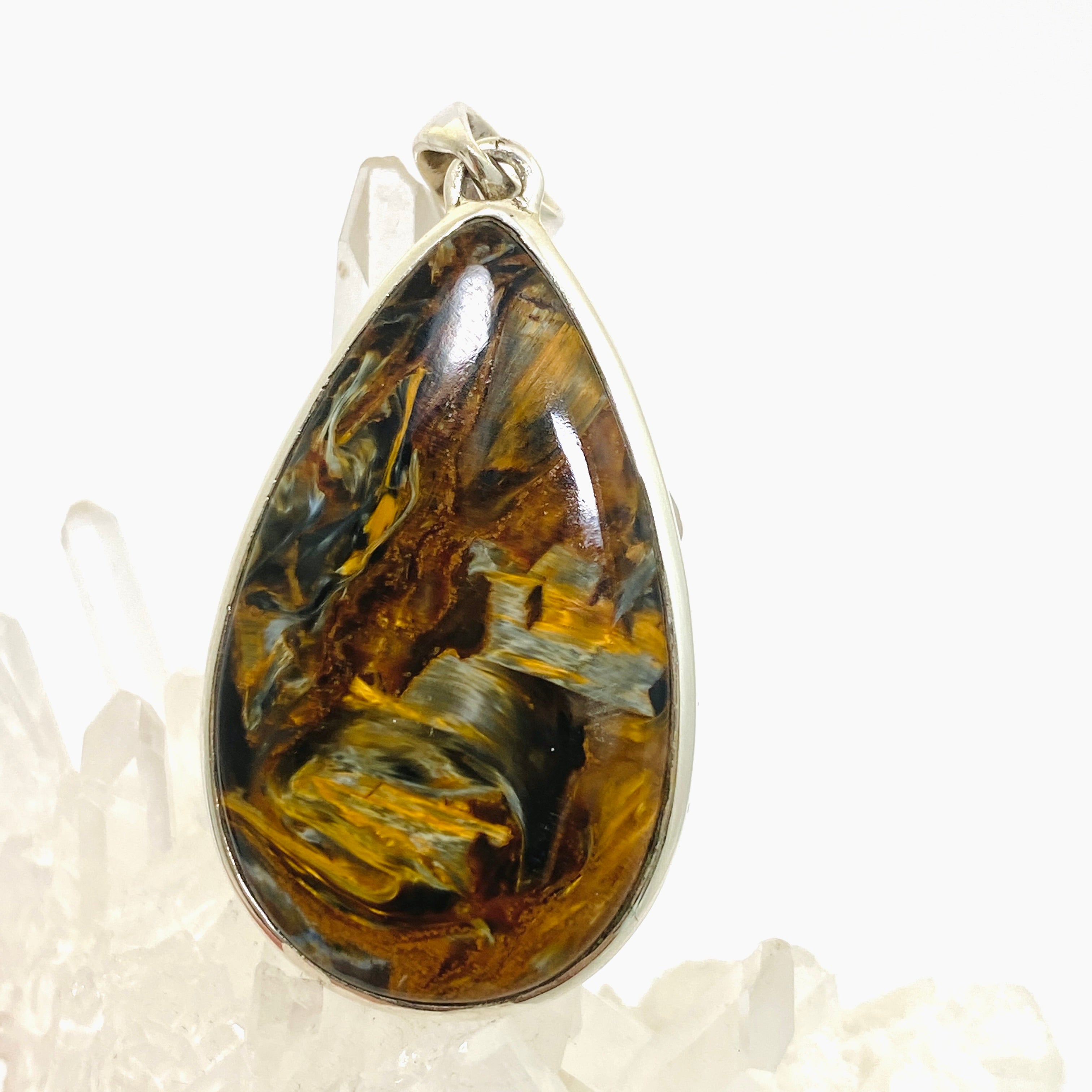 Natural Pietersite Teardrop Cabochon Pendant - PPGJ1064 | Handmade Gemstone Jewelry for Women | Perfect for Boho Fashion & Spiritual Healing