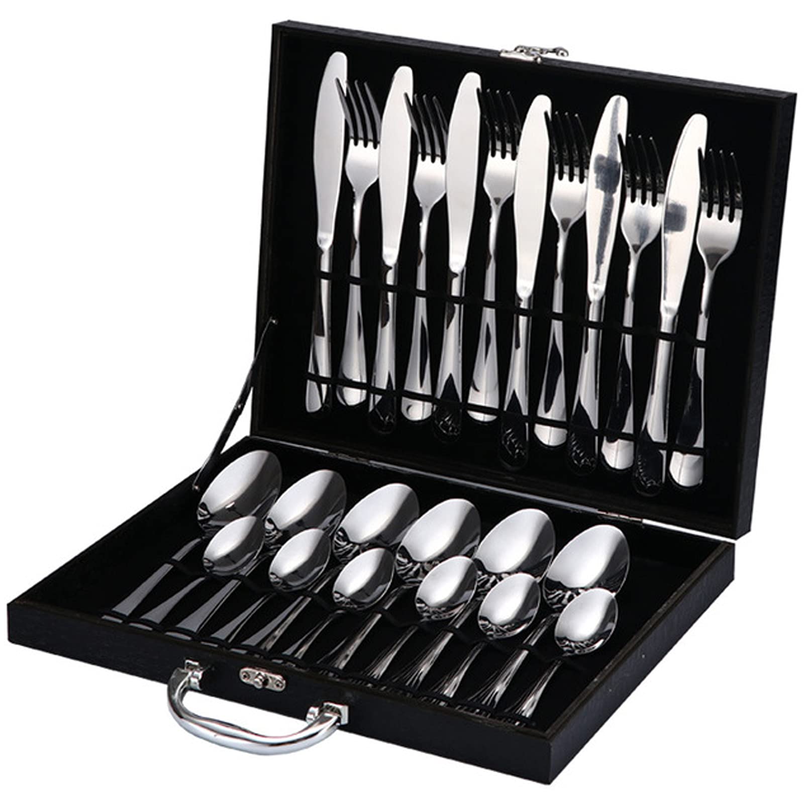 Premium Stainless Steel Cutlery Set - 24-Piece Fork Knife Spoon Silverware for Home, Travel, Parties | Durable & Elegant Dining Utensils for Christmas, Thanksgiving, Weddings & Everyday Use