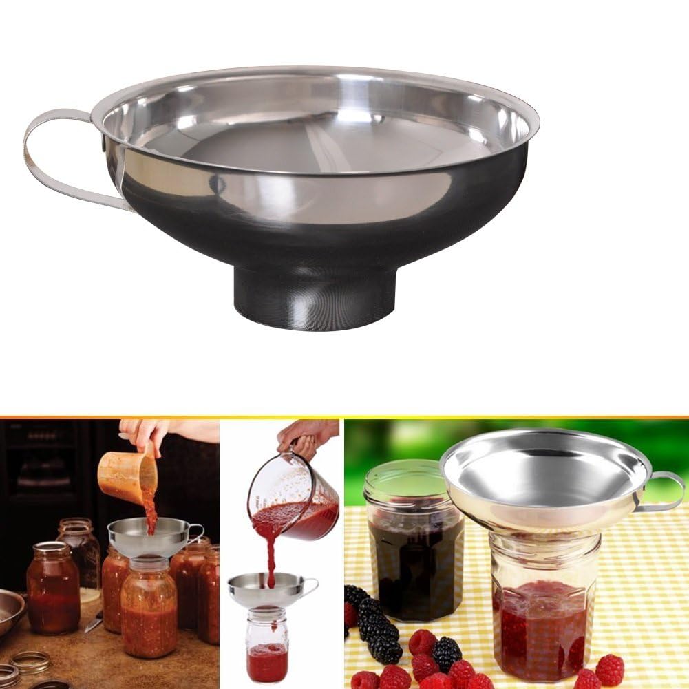 Stainless Steel Wide Mouth Canning Funnel with Handle - Perfect for Mason Jars, Regular & Wide Mouth Jars - Essential Kitchen Tool for Canning, Preserving & Food Storage
