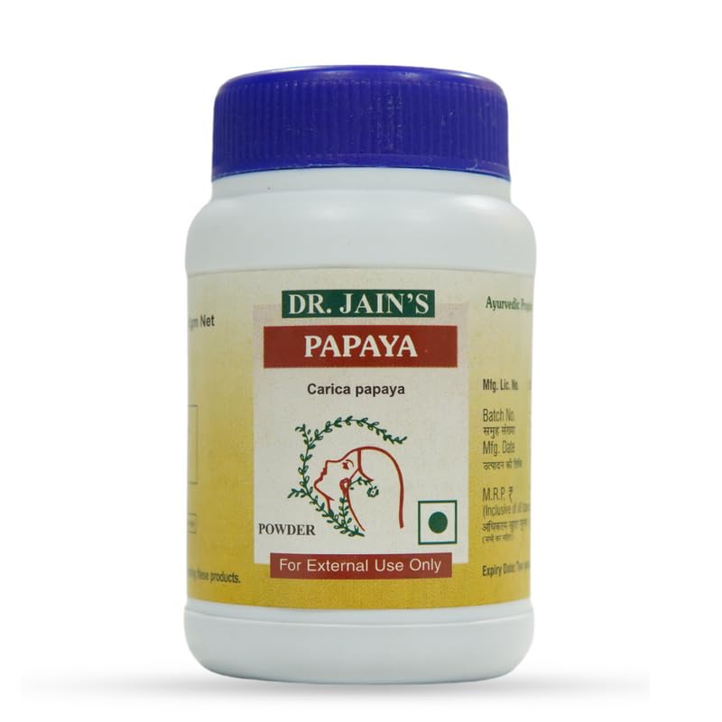 DR. JAIN'S Natural Papaya Powder for Glowing Skin & Acne Treatment - Vitamin C Enriched, 45g (Pack of 4) | Perfect for Smoothies, Face Masks & DIY Skincare