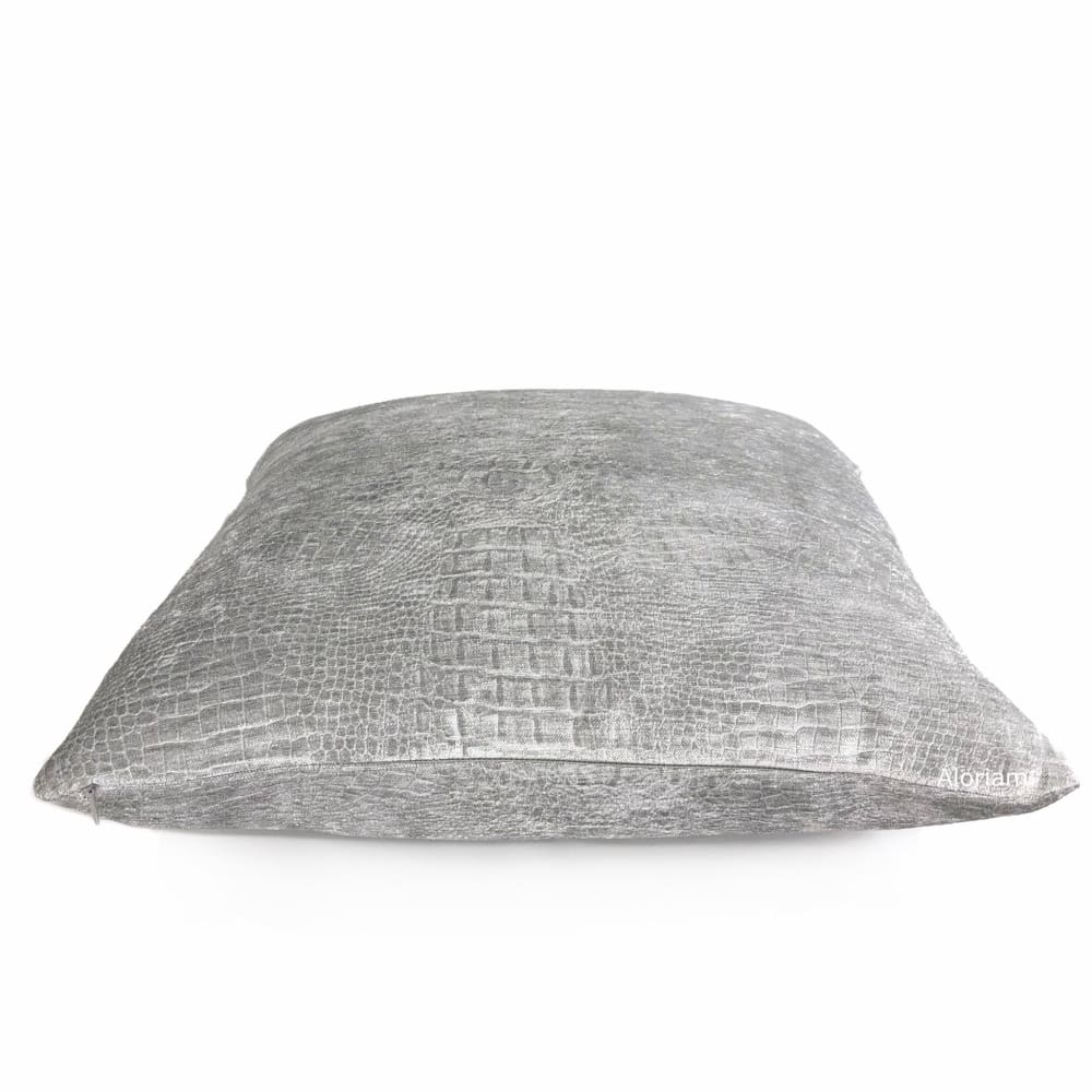 Silver Gray Alligator Skin Pattern Chenille Pillow Cover - Soft Luxury Decorative Throw Pillow Case for Sofa, Bed, Couch - Perfect for Living Room, Bedroom, Office Decor