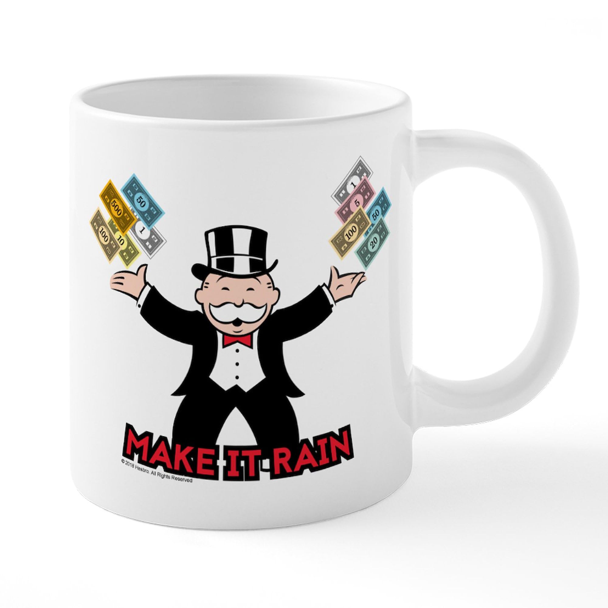 Monopoly Make It Rain 20 oz Ceramic Coffee Mega Mug - Large Insulated Coffee Cup for Office, Home & Gifts - Funny Board Game Themed Drinkware