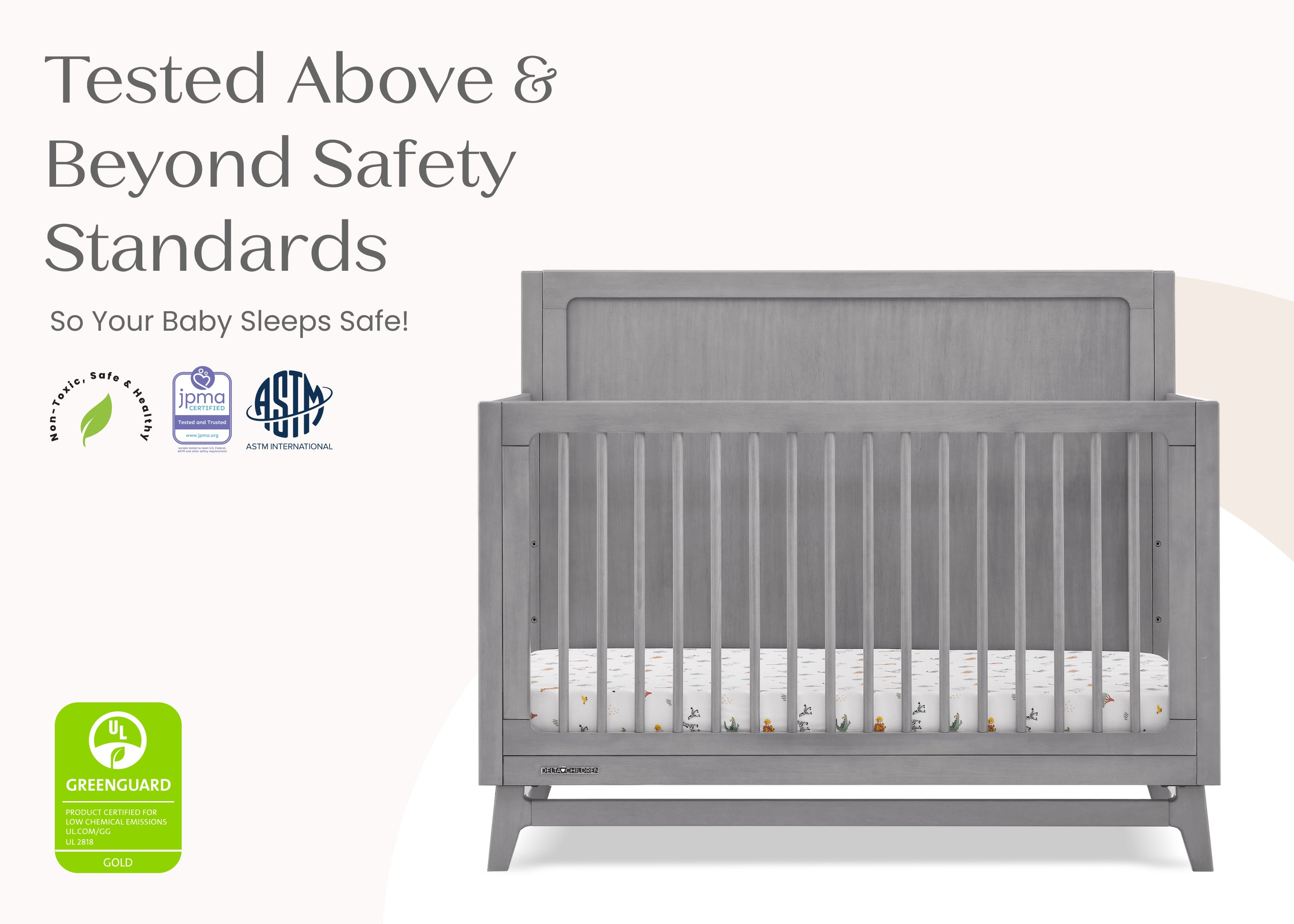 Convertible 6-in-1 Baby Crib by Spencer - Nursery Furniture That Grows with Your Child from Newborn to Toddler Bed