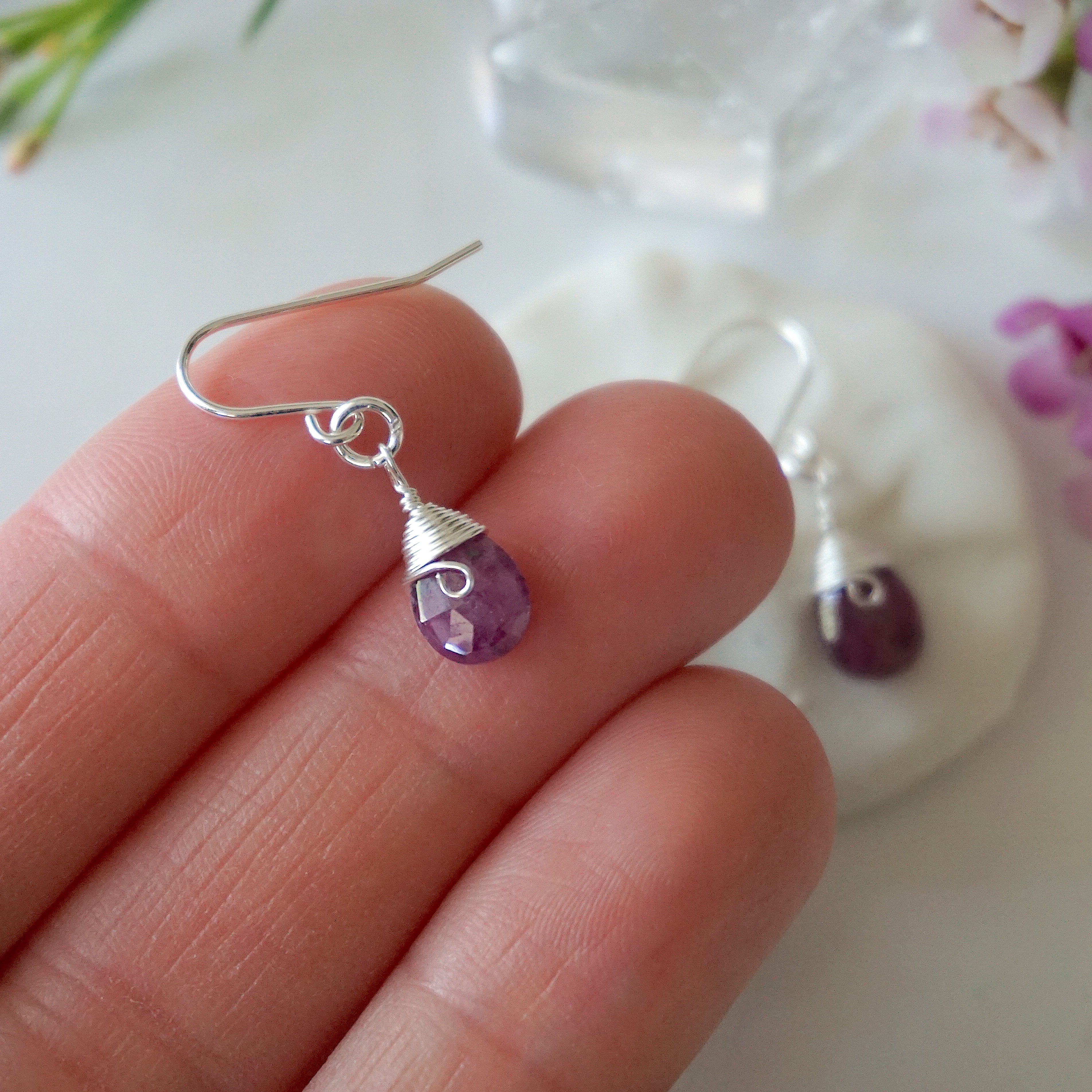 Ruby Teardrop Earrings - Sterling Silver Jewelry for Women | Elegant Dangle Earrings for Parties, Weddings & Special Occasions