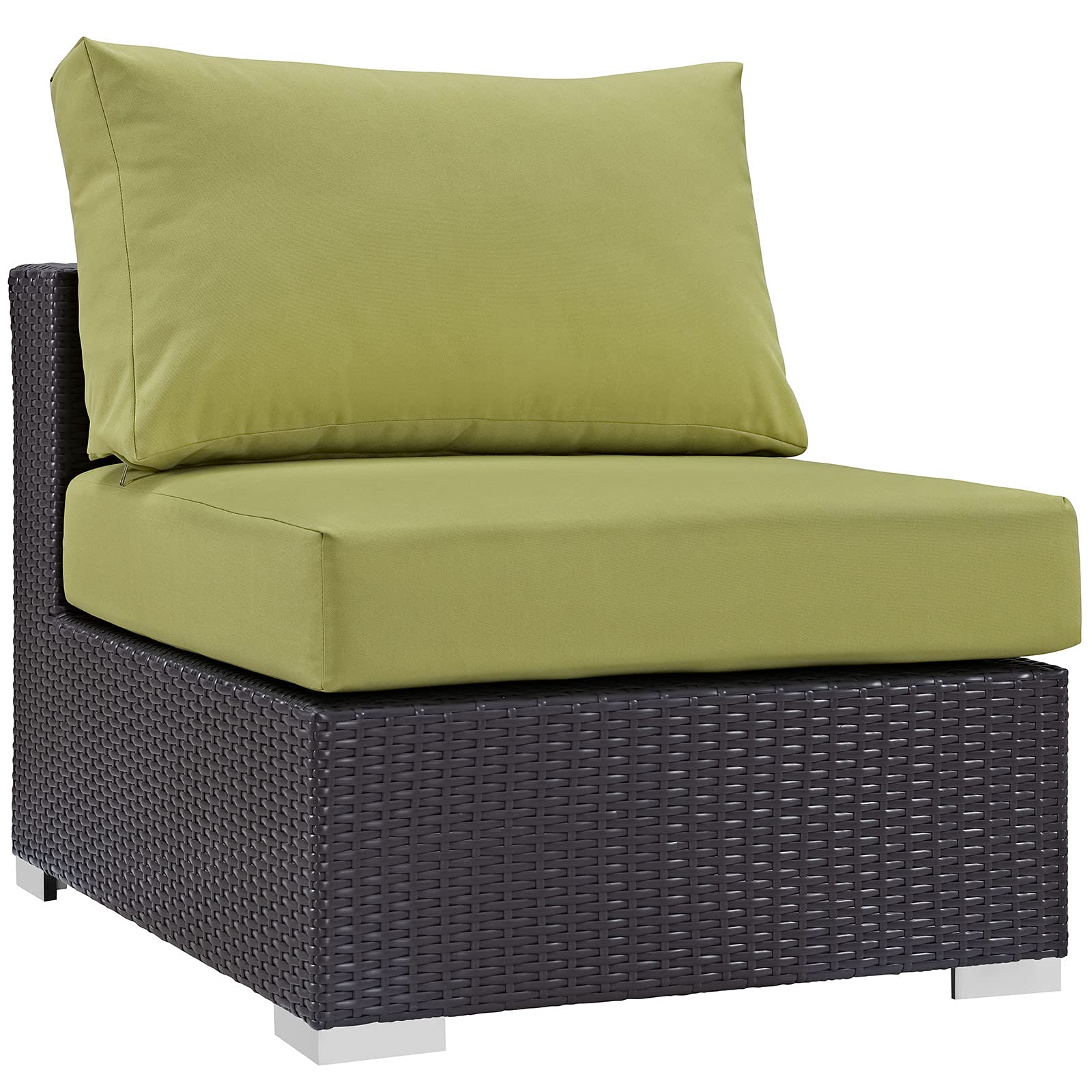 Modway Convene 5-Piece Wicker Rattan Outdoor Patio Furniture Set - Espresso & Peridot Color - Perfect for Backyard, Garden, Poolside or Terrace Relaxation