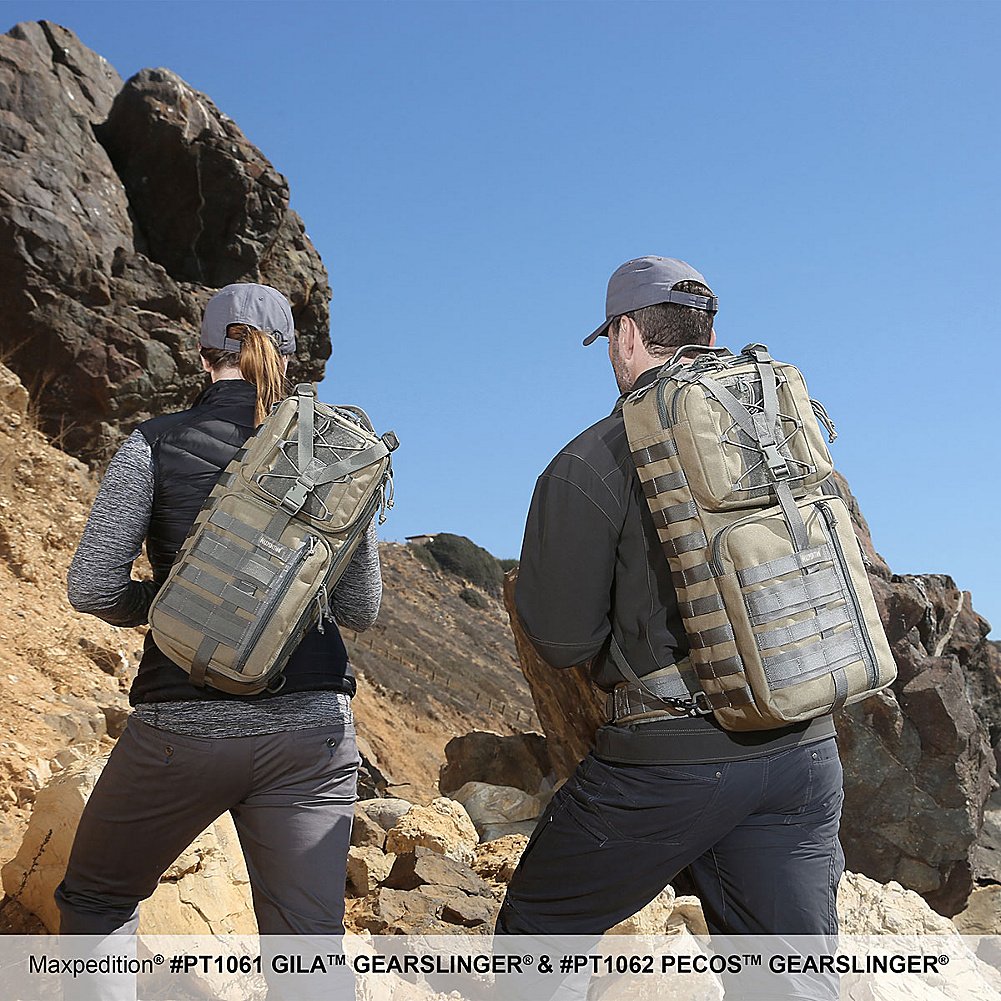 Maxpedition Gila Gearslinger Tactical Backpack - Small Khaki Military Style Daypack for Hiking, Camping & Outdoor Adventures
