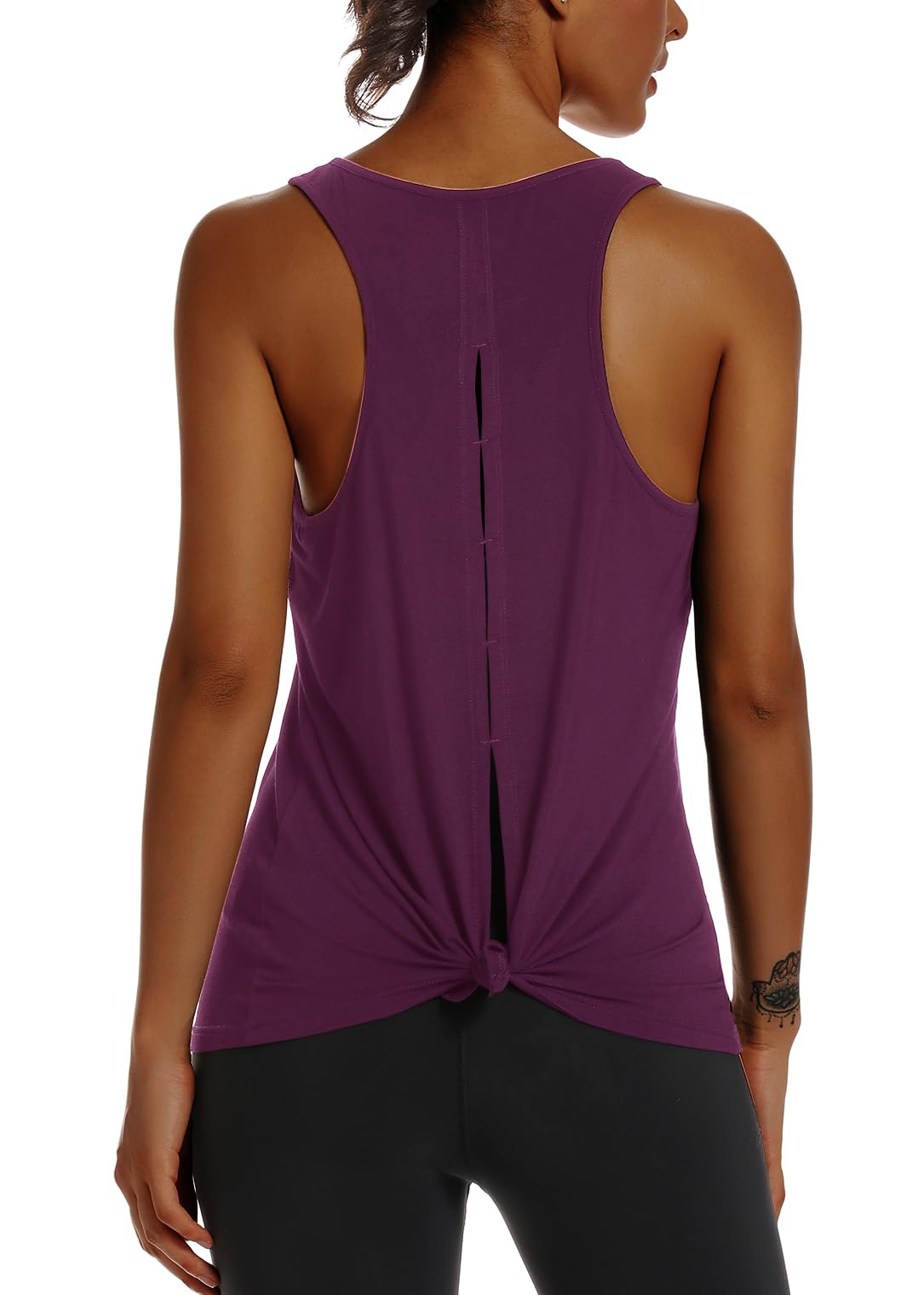 Muzniuer Women's Yoga Workout Tops - Cute Open Back Running Gym Activewear Sports Shirt for Women | Perfect for Yoga, Running, Gym & Fitness Training