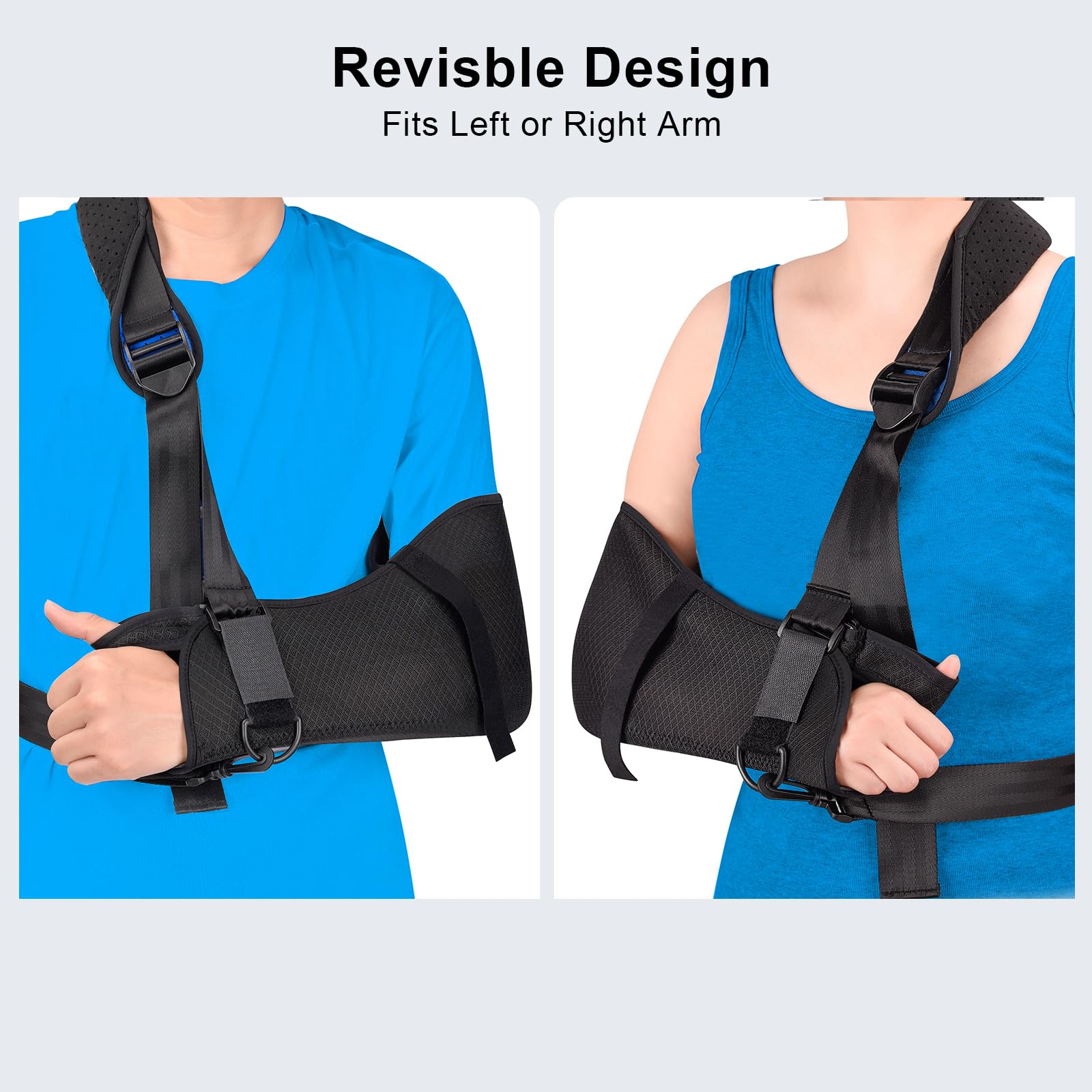 Adult Arm Sling Shoulder Immobilizer with Waist Strap - Adjustable Support for Arm, Shoulder, Elbow & Wrist Injuries, Torn Rotator Cuff, Broken & Fractured Bones - Universal Fit for Left or Right Arm - Men & Women - Ideal for Post-Surgery Recovery & Daily Mobility Support