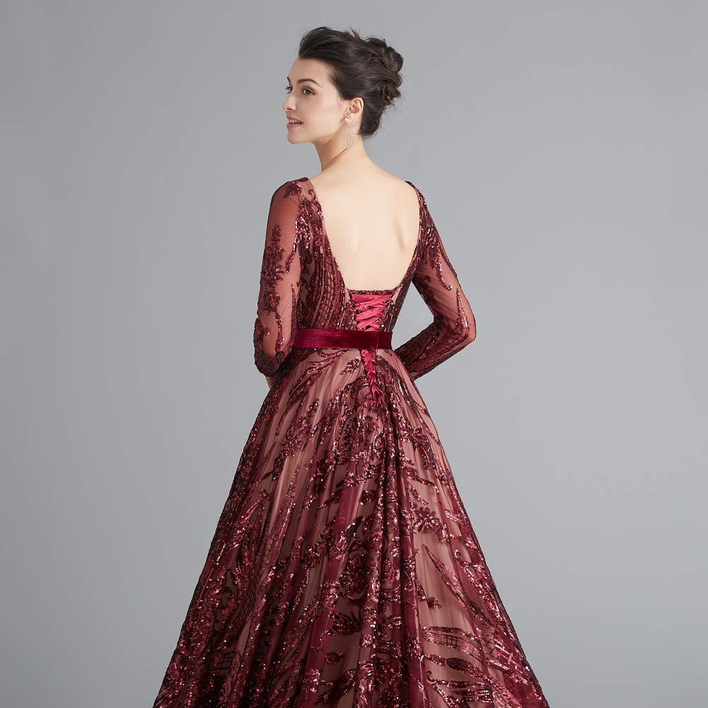 Elegant Women's Sequin Evening Gown with Chapel Train - Luxury Prom Dress for Formal Events, Weddings & Special Occasions