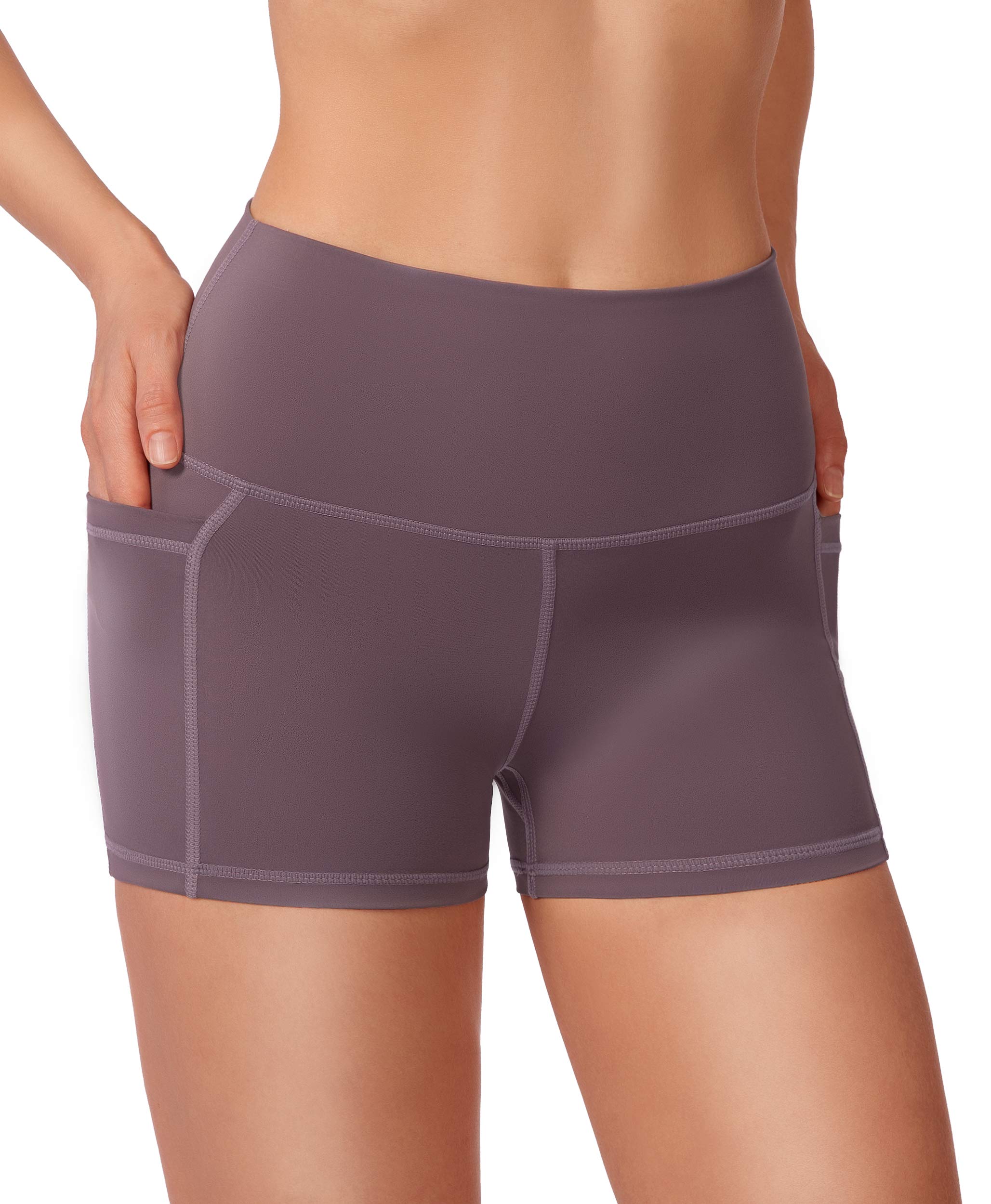Women's High Waist Yoga Shorts with Side Pockets - Tummy Control Workout Shorts for Running, Gym & Cycling - 8