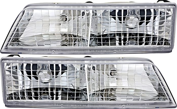 Compatible with Mercury Grand Marquis Headlights Lamps Set 1995 1996 1997 Halogen Driver & Passenger Side - Perfect for Night Driving & Vehicle Restoration Projects