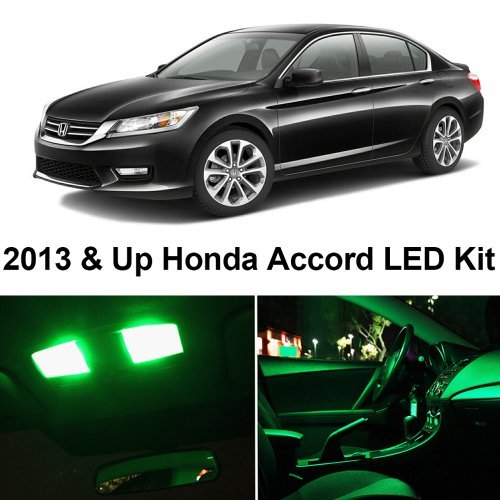 2013-2017 Honda Accord Interior LED Lights Replacement Kit - 8 Piece Green LED Accessories for Car Cabin Lighting & Customization | Perfect for Night Driving, Car Shows & Vehicle Personalization