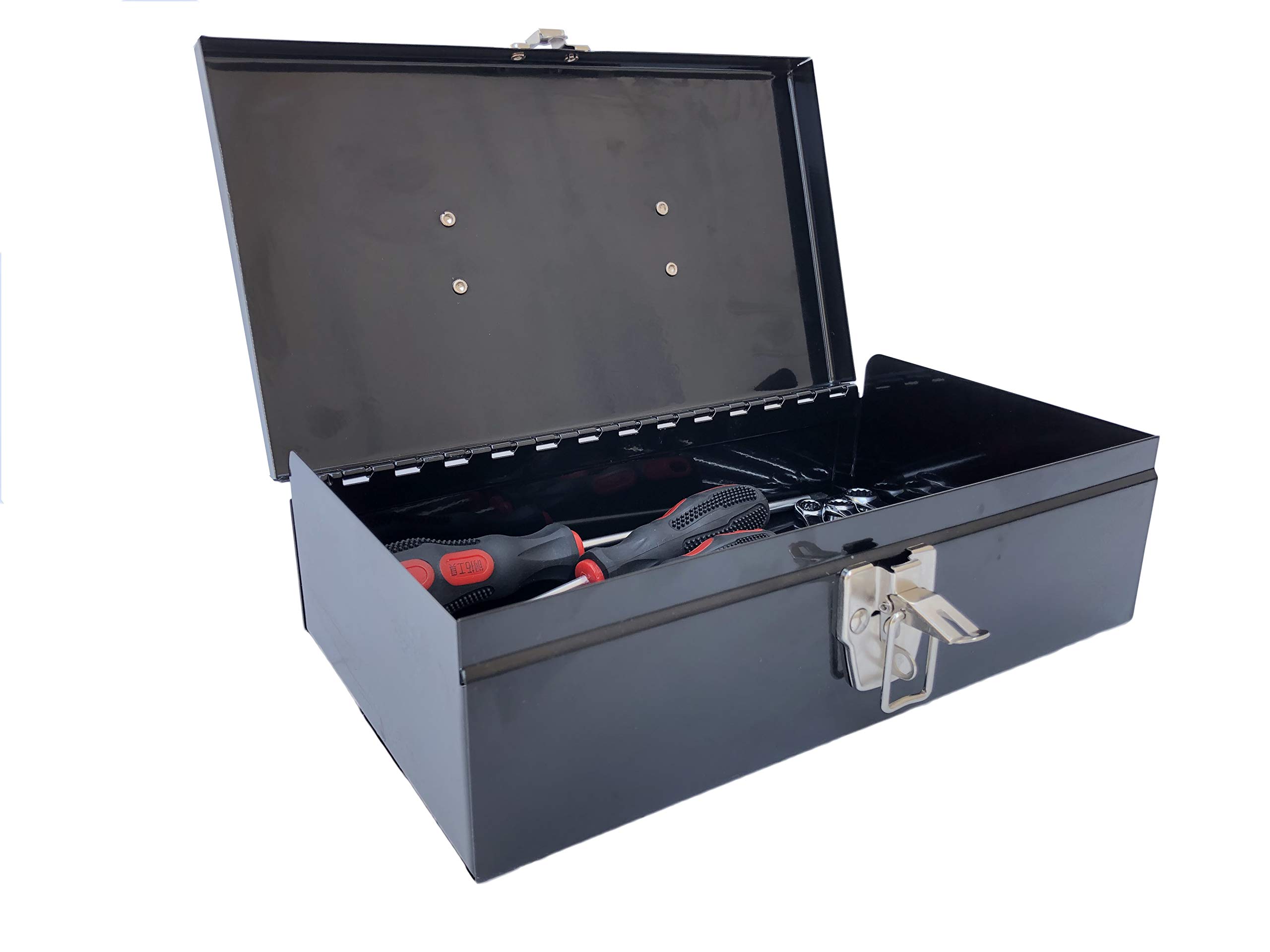 Portable Carpenter Metal Tool Box with Latch - Small Parts Organizer & Socket Storage Box (4002 Black) - Perfect for DIY Projects, Workshop Organization & On-the-Go Tool Storage