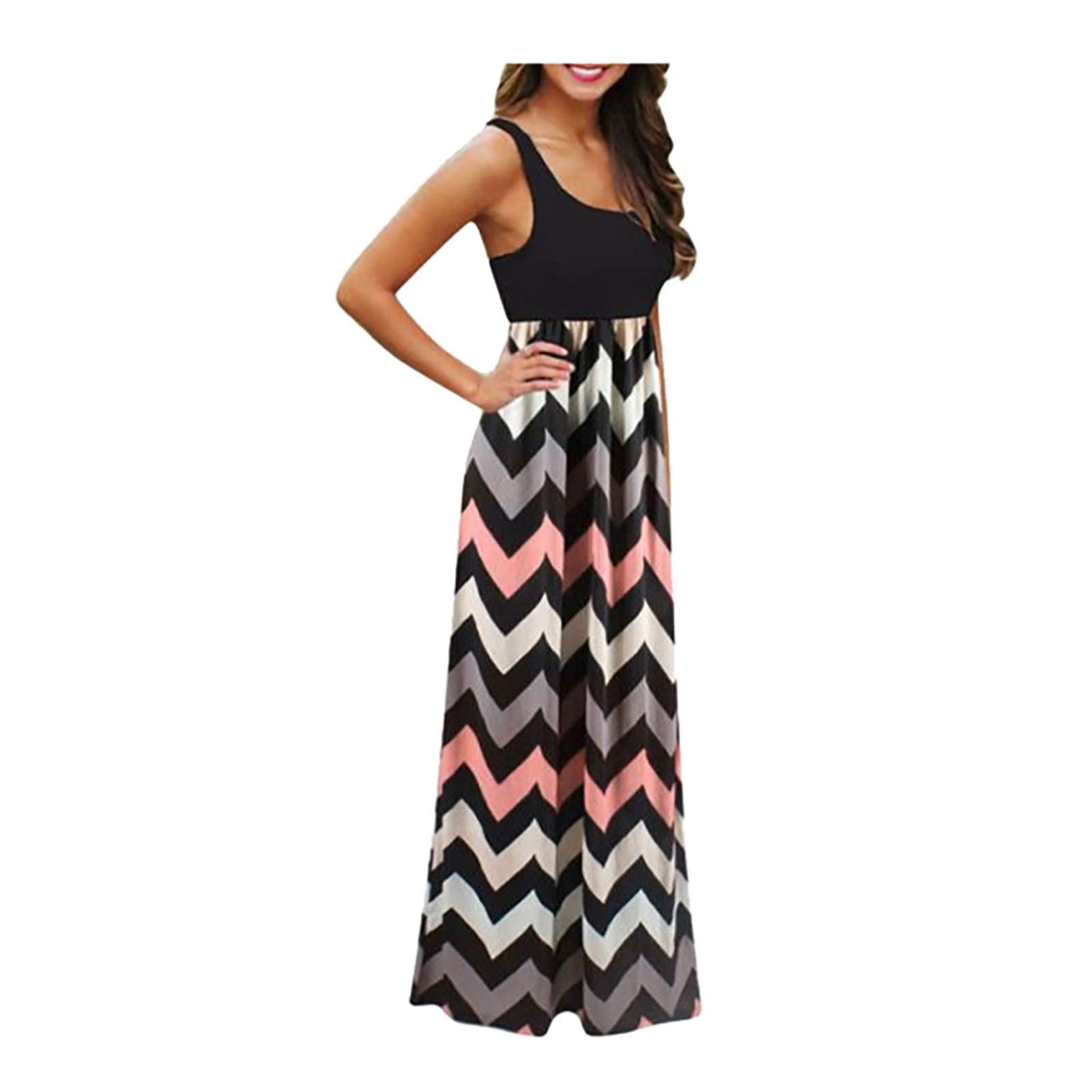 **Plus Size Women's Summer Maxi Sundress - Boho Striped Beach Dress for Casual & Vacation Wear | Perfect for Beach Outings, Picnics, and Summer Parties**