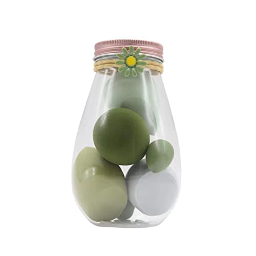 6pcs Drift Bottle Beauty Eggs Makeup Sponge Set - Teardrop Blender Foundation Sponge with Jar Gift, Flawless Bottle Design, Macaron Colors, Water Drop & Diagonal Cut - Perfect for Travel & Everyday Makeup Application