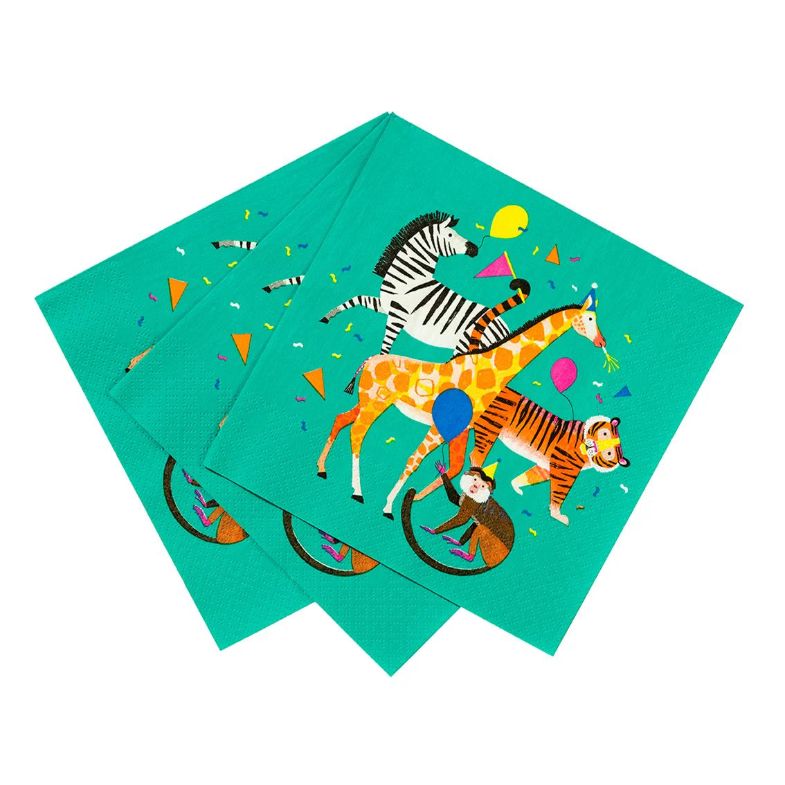 Party Animals Paper Napkins - Pack of 20 Colorful Fun Designs for Birthday Parties, Baby Showers & Celebrations