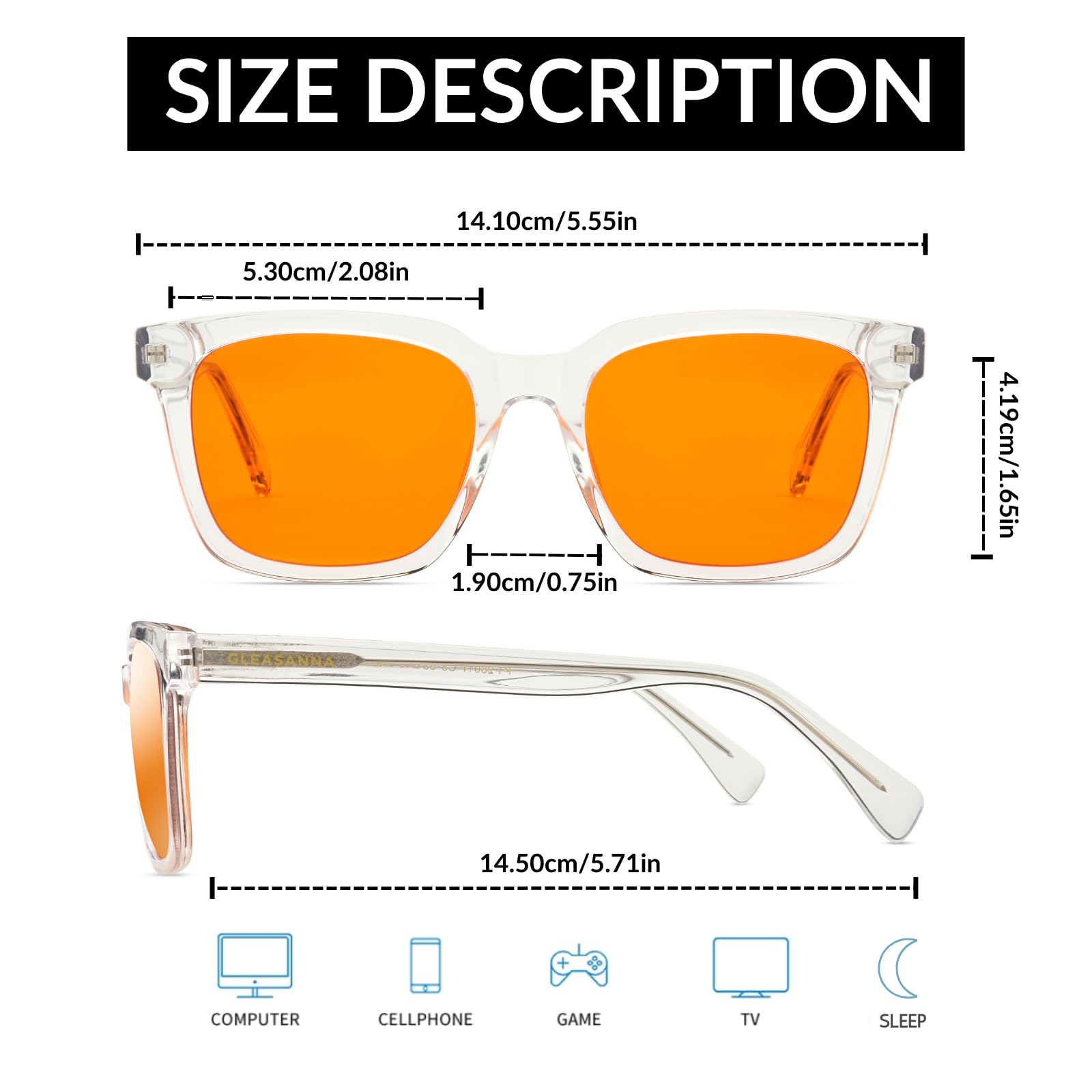 Blue Light Blocking Glasses for Men & Women - 99.9% UV Protection, Anti-Fatigue Computer & Gaming Glasses to Reduce Eye Strain & Headaches - Perfect for Office Work, Screen Time & Nighttime Digital Use