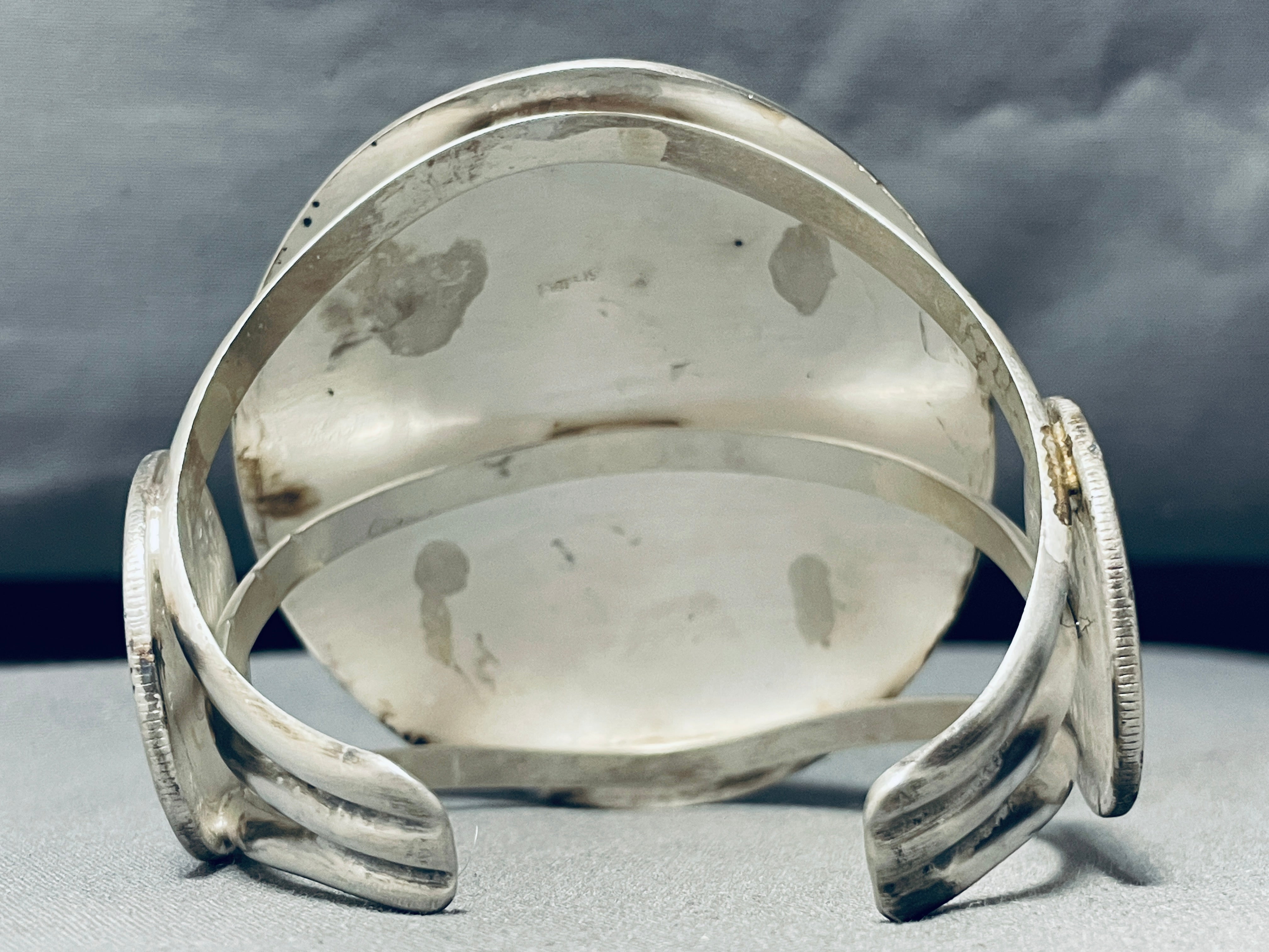 108 Grams Massive Shield Native American Navajo Sterling Silver Stamped Bracelet - Authentic Handcrafted Jewelry for Women, Perfect for Cultural Events & Boho Fashion