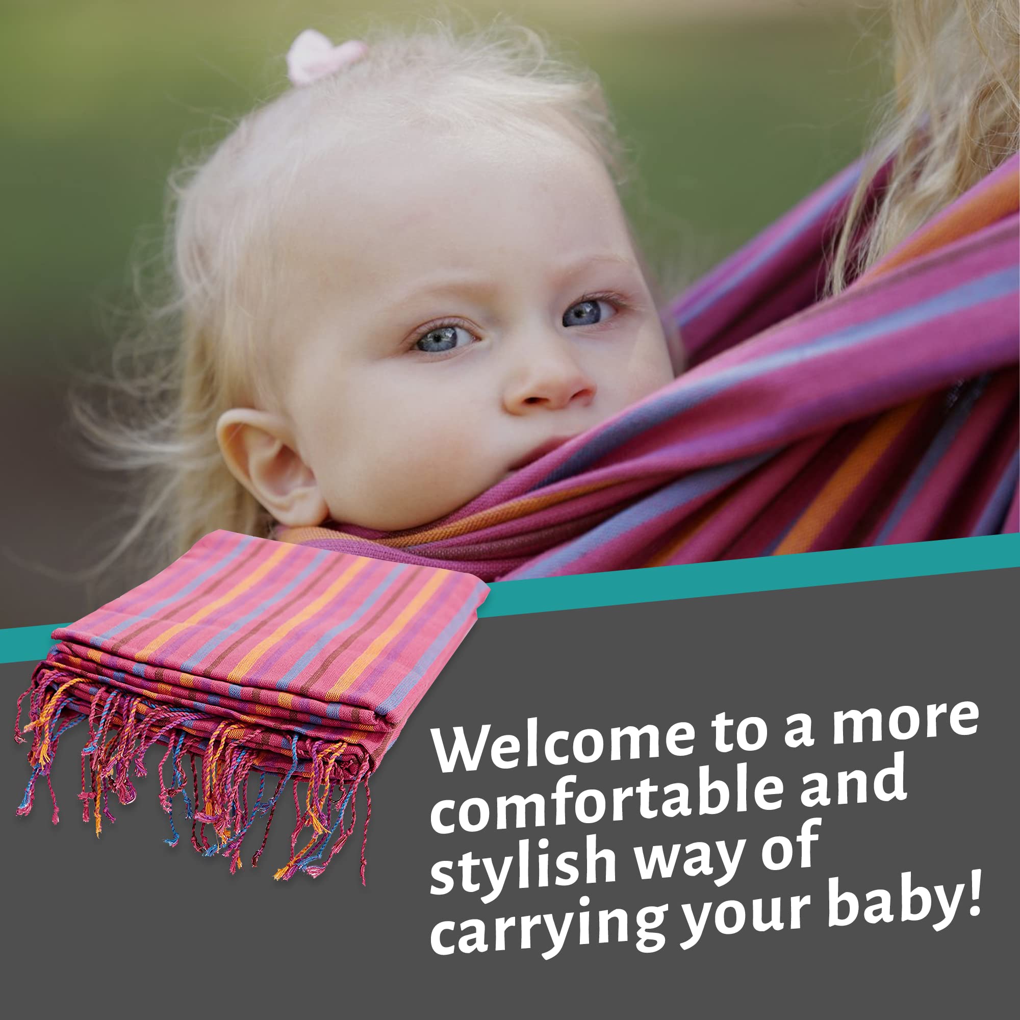 Premium Hip Baby Wrap - Soft Woven Baby Carrier for Infants & Toddlers (0-24 Months) | Hands-Free Babywearing Sling for Nursing, Shopping & Outdoor Activities | Ideal Baby Shower Gift in Mediterranean Style