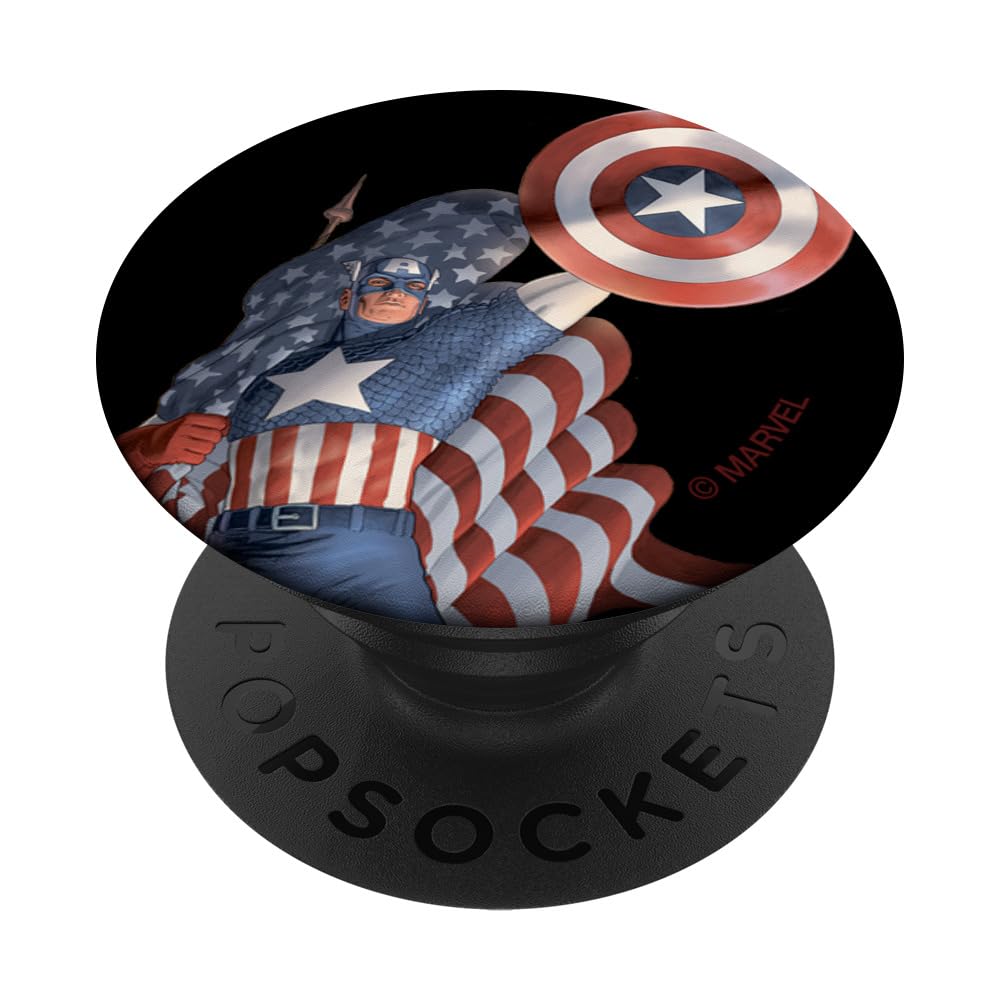 Marvel Captain America Independence Day PopSockets Standard PopGrip - Swappable Phone Grip & Stand for Smartphones - Perfect for Patriotic Fans, Daily Use & Travel