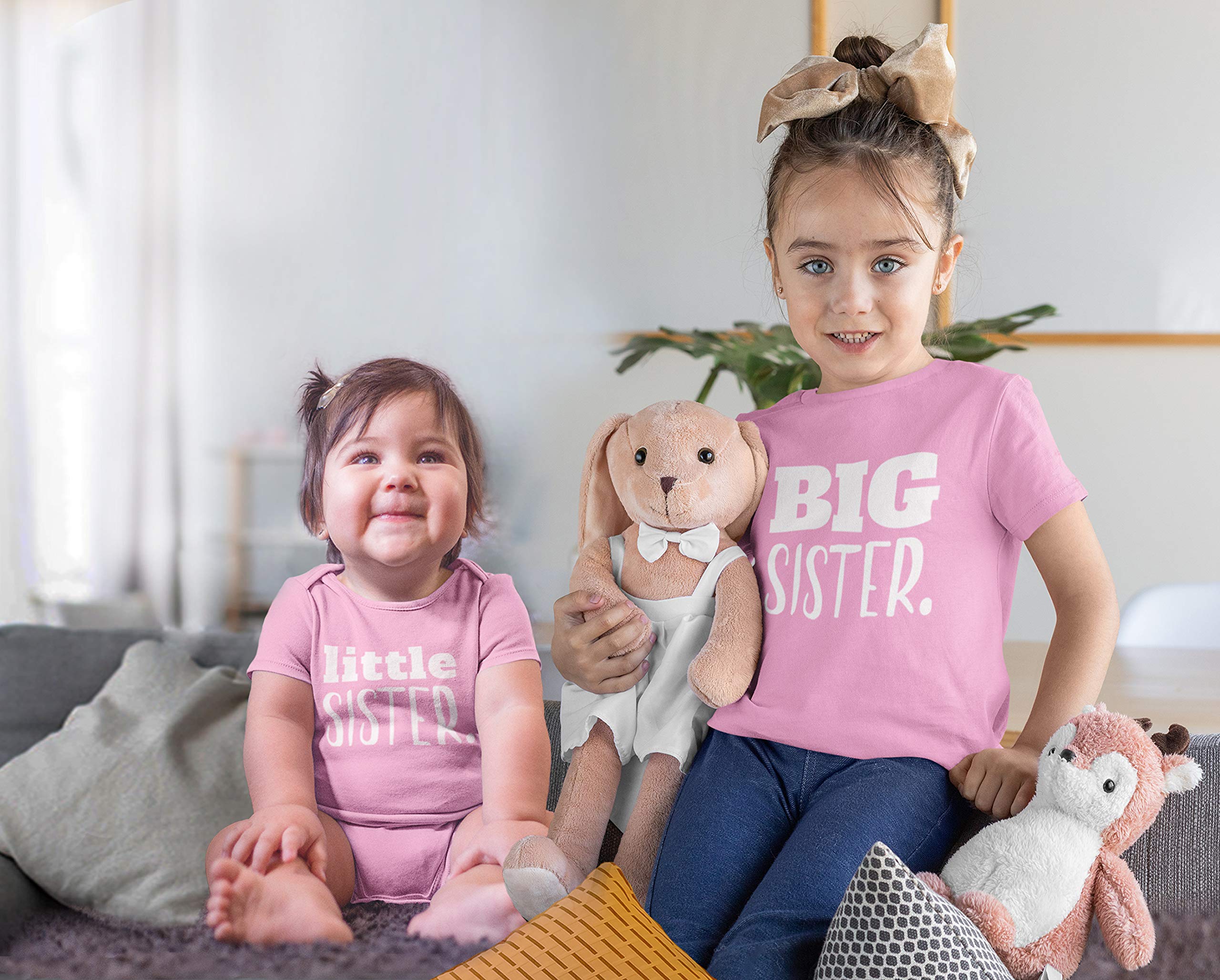 Big Sister Little Sister Matching Outfits - Cute Shirt Gift Set for Girls & Newborn Baby - Perfect for Family Photos, Sibling Bonding & Special Occasions