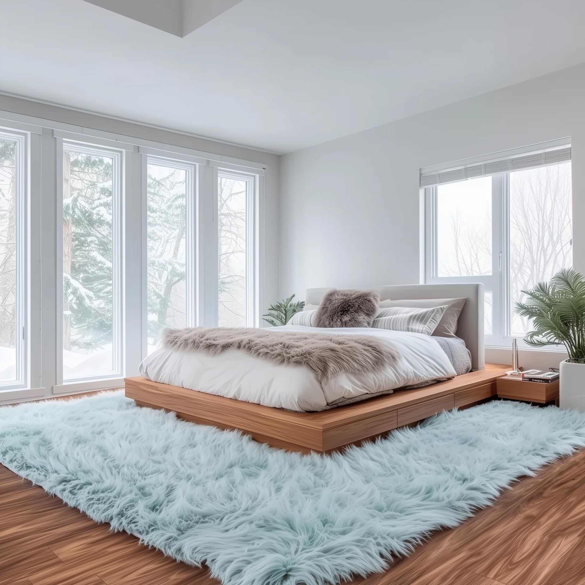 Ultra Soft & Fluffy Faux Sheepskin Area Rug - Teal 8x10 Feet Plush Carpet for Bedroom, Living Room, Nursery | Cozy Home Decor & Floor Mat for Comfortable Relaxation