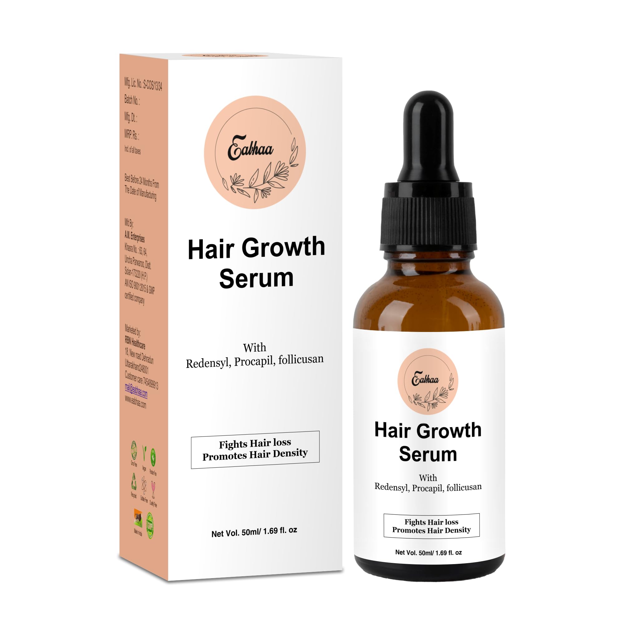 Eabhaa Procapil & Redensyl Hair Growth Serum with Follicusan - 50ml Anti Hair Loss Treatment for Women & Men - Promotes Thicker, Healthier Hair for Daily Scalp Care & Styling