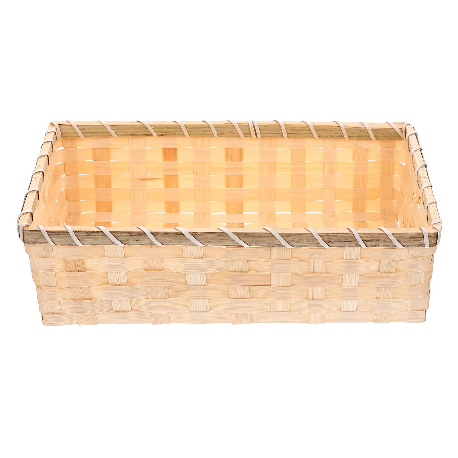 LUOZZY Small Bamboo Basket for Dried Fruits, Bread, and Household Storage - Handwoven Natural Bamboo Organizer for Kitchen, Pantry, and Dining Table Decor