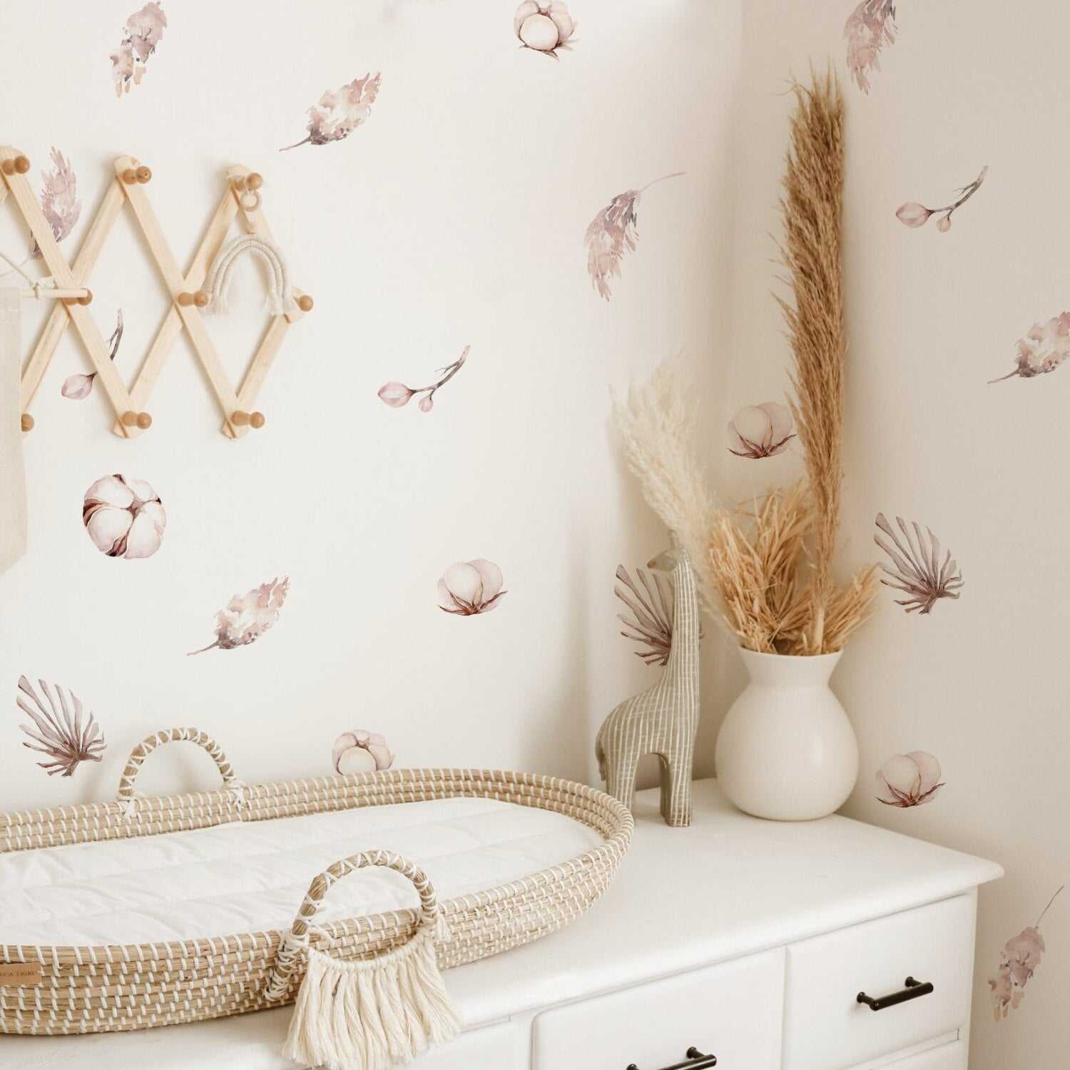 Boho Floral Wall Decals - Self-Adhesive Removable Vinyl Stickers for Home Decor, Bedroom, Living Room, Nursery & Office - Inspiring Floral Elements Design for Walls & Furniture
