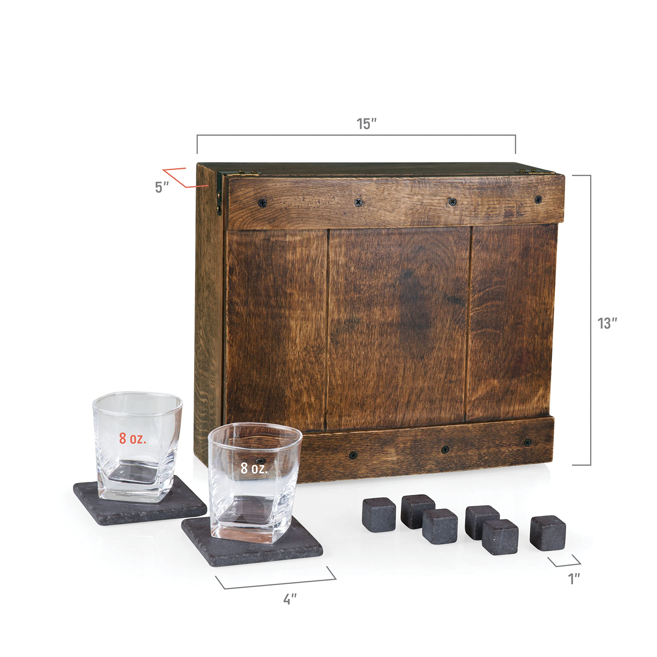 PICNIC TIME NFL Whiskey Box Gift Set - 2 Whiskey Glasses & Whiskey Stones - Perfect for Football Tailgates, Man Cave Decor & Gifts for Whiskey Lovers